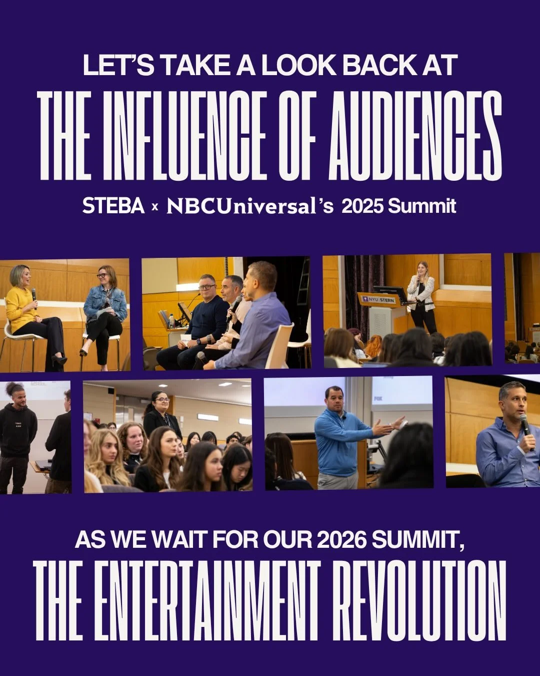 While we count down to STEBA x NBCUniversal&rsquo;s Annual Entertainment Summit: The Entertainment Revolution&hellip;

Take a look back at last year&rsquo;s The Influence of Audiences for a preview of the conversations, insights, and industry perspec