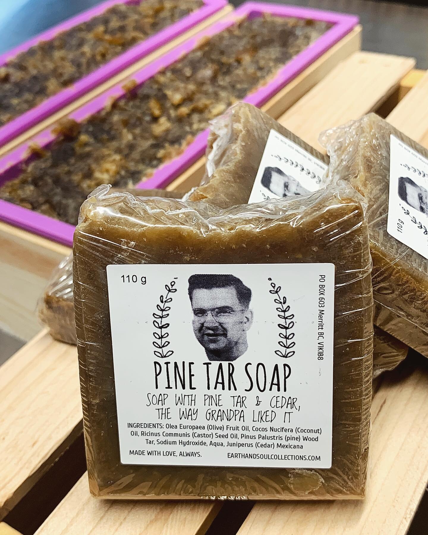 Another batch of Pine Tar Soap has been set! Our Walter Wash soap is all natural and 100% degradable. It is freshly crafted with pine tar and is scented just right with cedar, the way Grandpa liked it

Pine tar soap is an excellent choice for dry ski