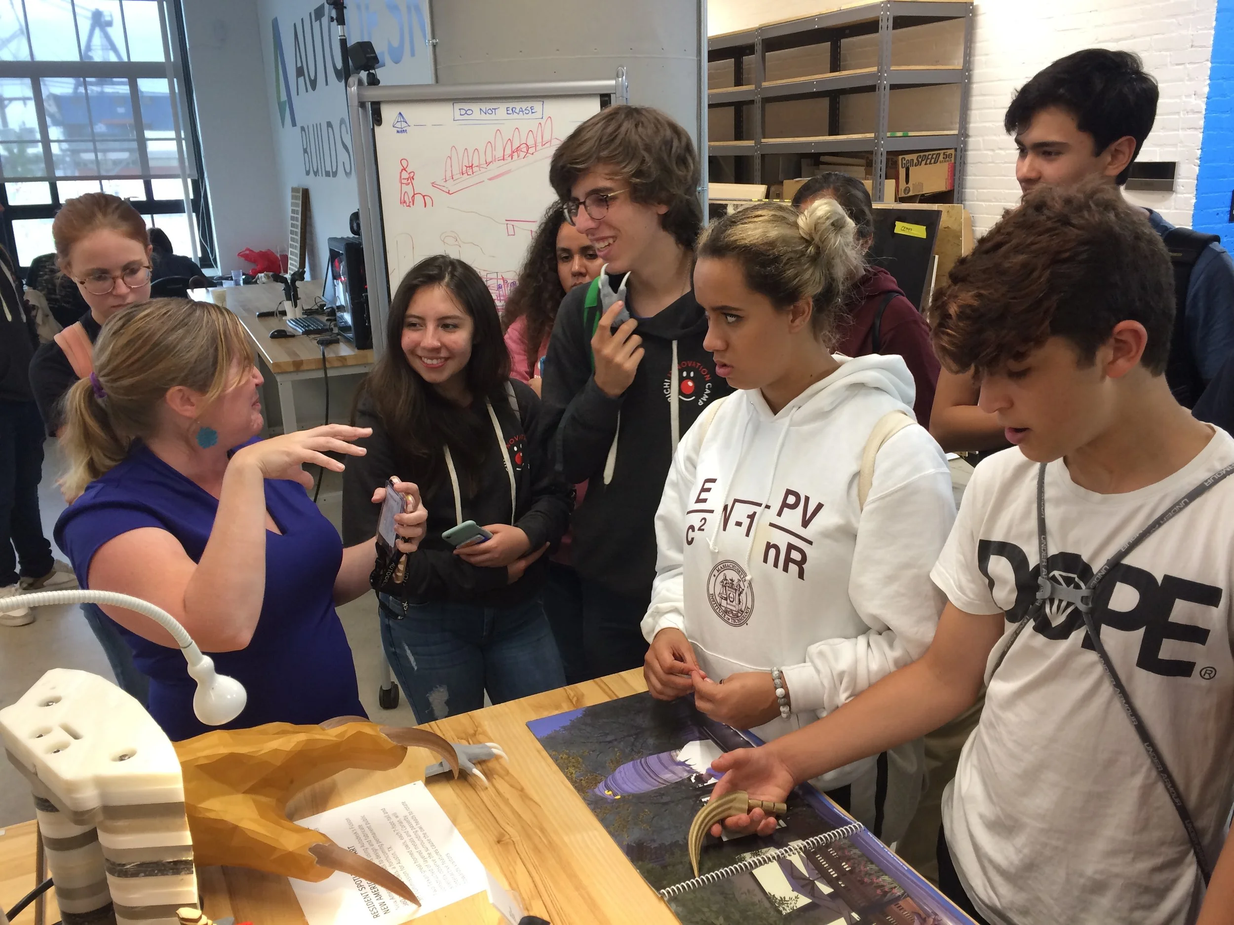 The Innovators learning about one of the resident’s project at Autodesk