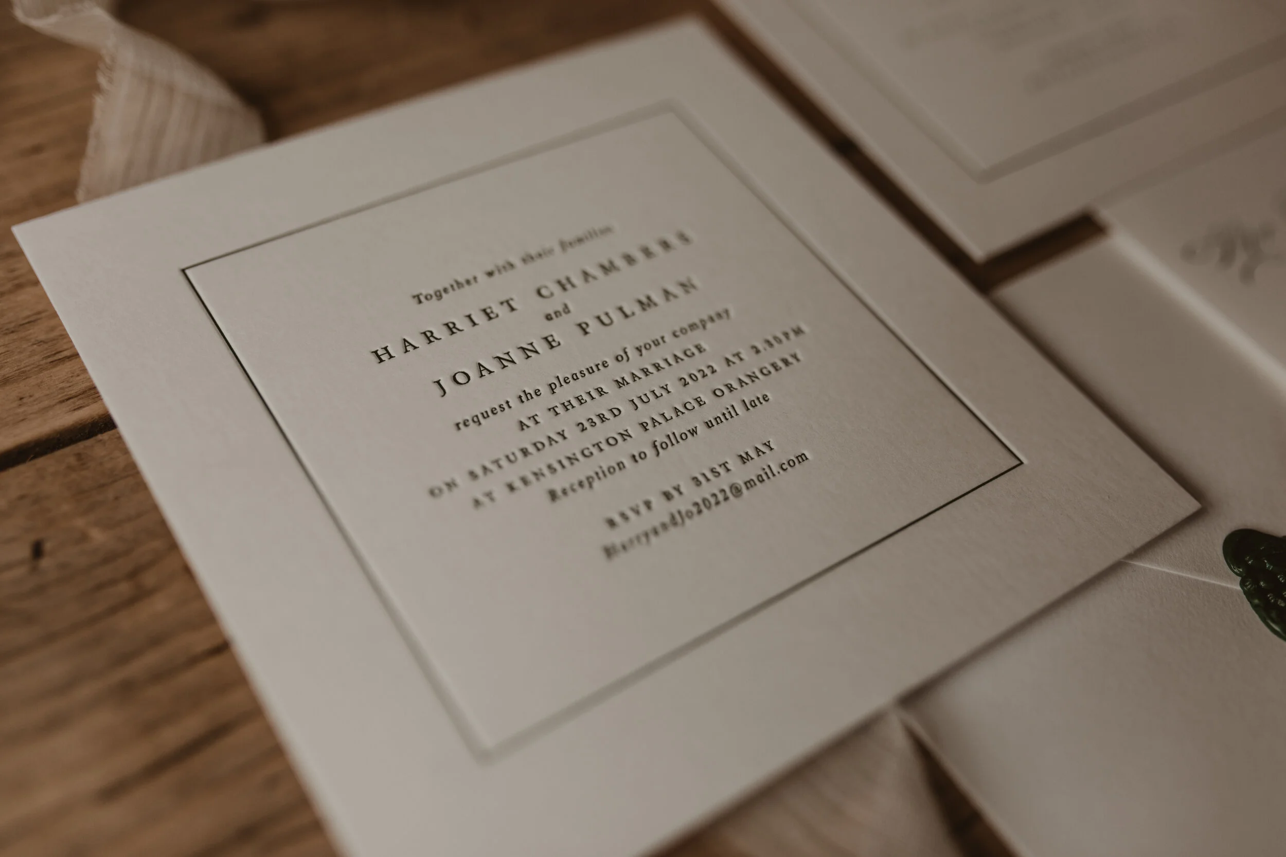 Kensington Wedding Stationery Range Classic & Stylish Letterpress Wedding Invitations and
