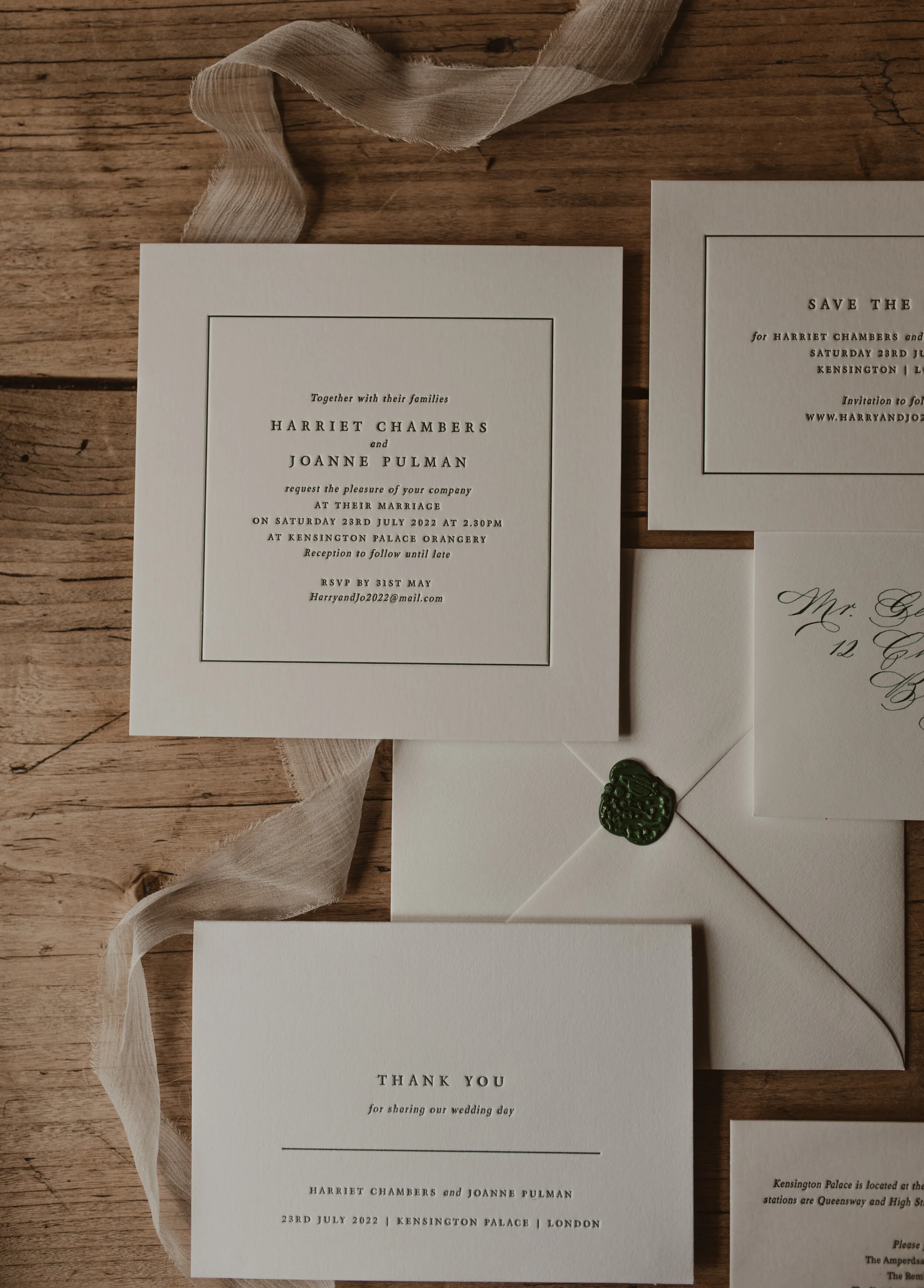 Kensington Wedding Stationery Range Classic & Stylish Letterpress Wedding Invitations and