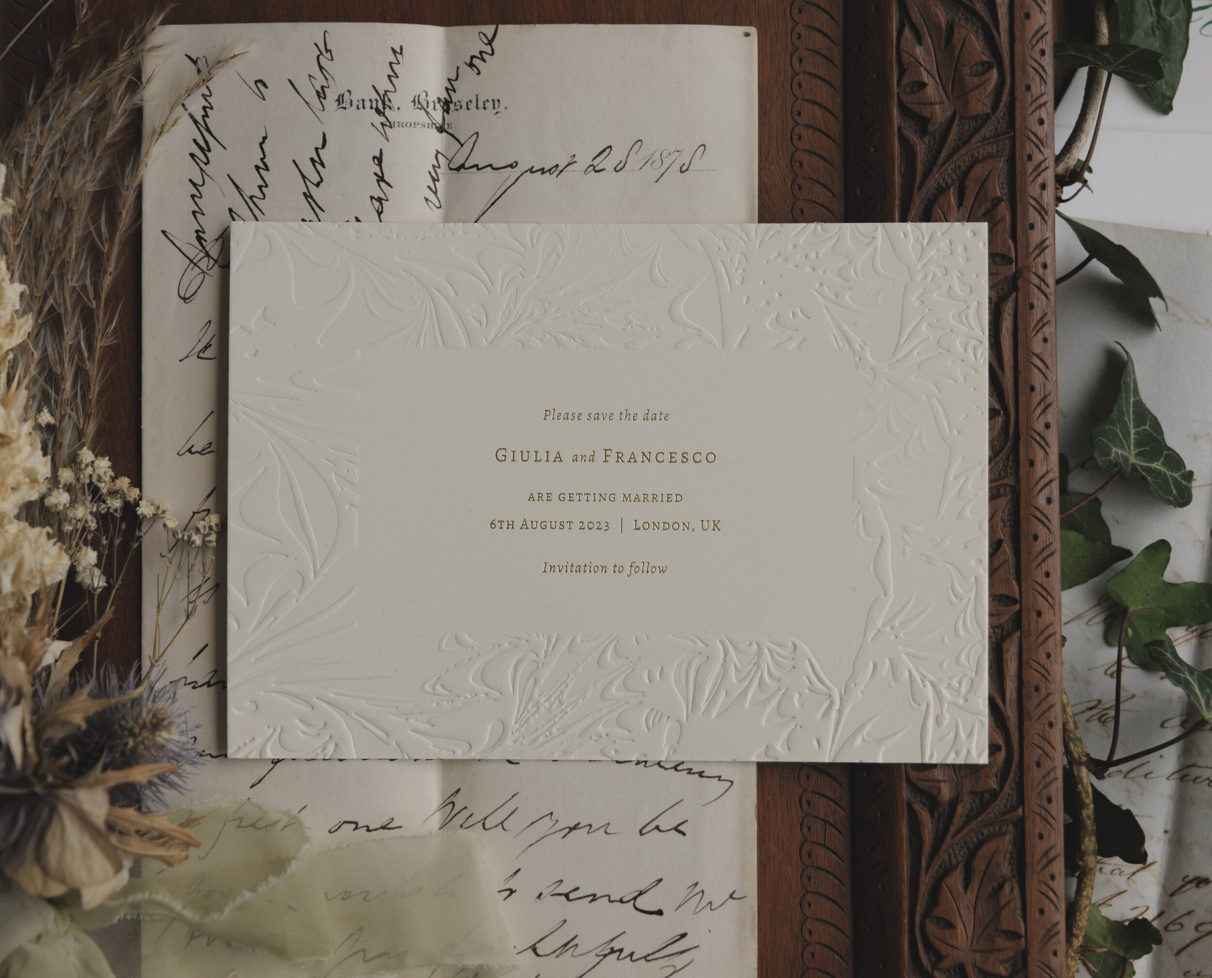 The beautiful embossed &amp; letterpressed 'Marmo' range