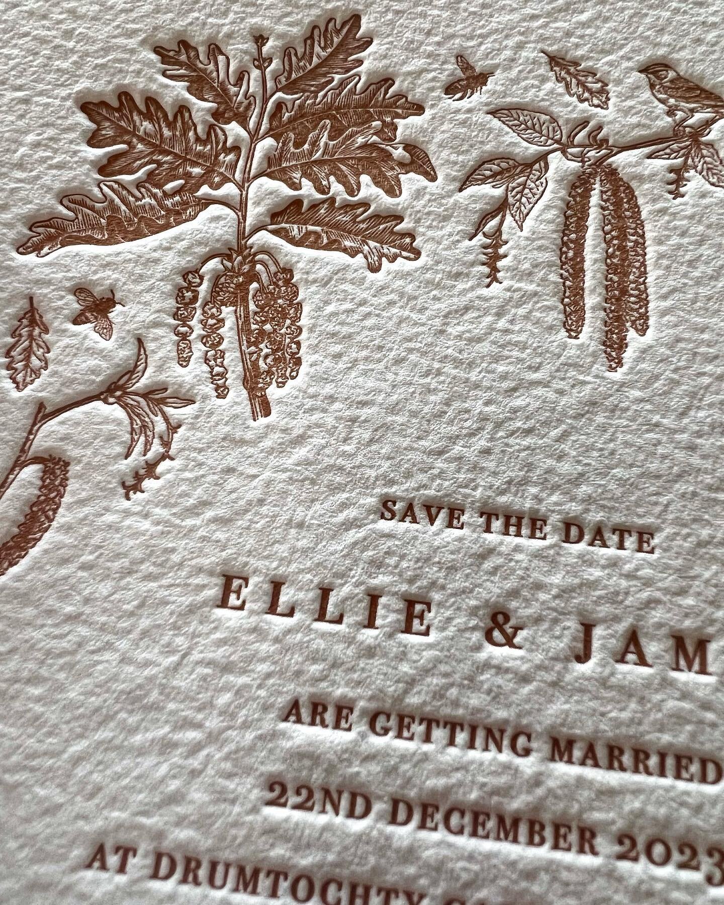 A recent custom design - an adaptation of one of our ranges. The brief was to create some intricate woodland themed illustrations to compliment the couple&rsquo;s forthcoming event. Printed in a rusty orange ink of 100% rough cotton paper. #letterpre