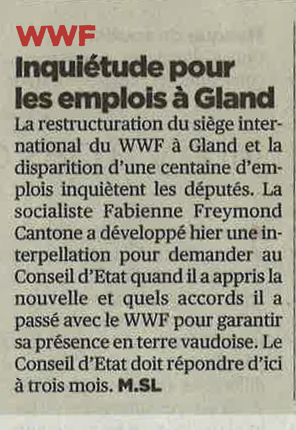 2016-06-01 24 Heures - Inquiétude pour les emplois à Gland