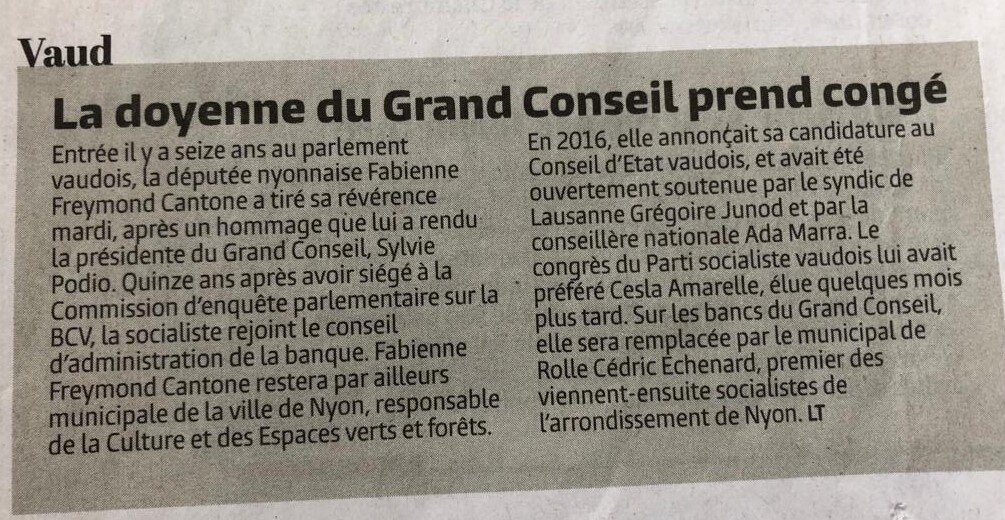 2018 Doyenne du Grand Conseil