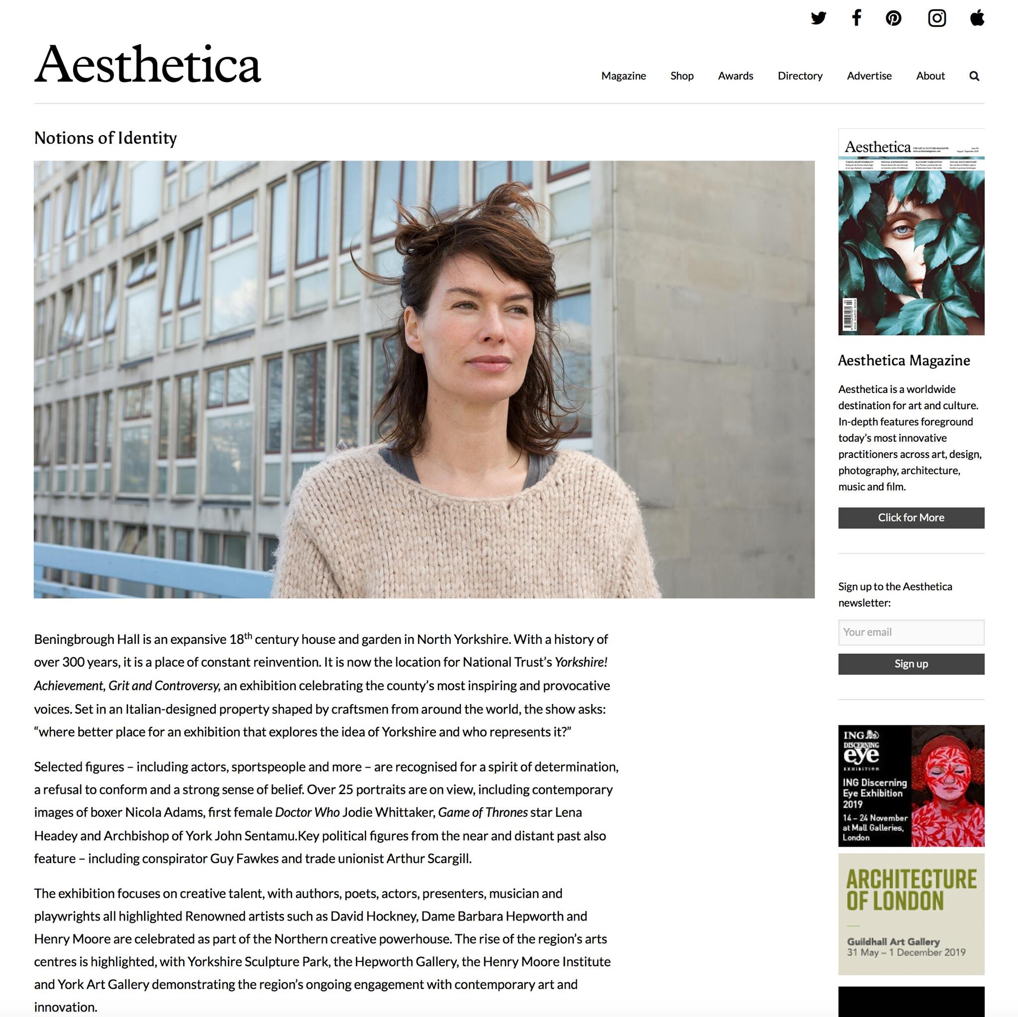 Aesthetica Magazine (online) Lena Headey