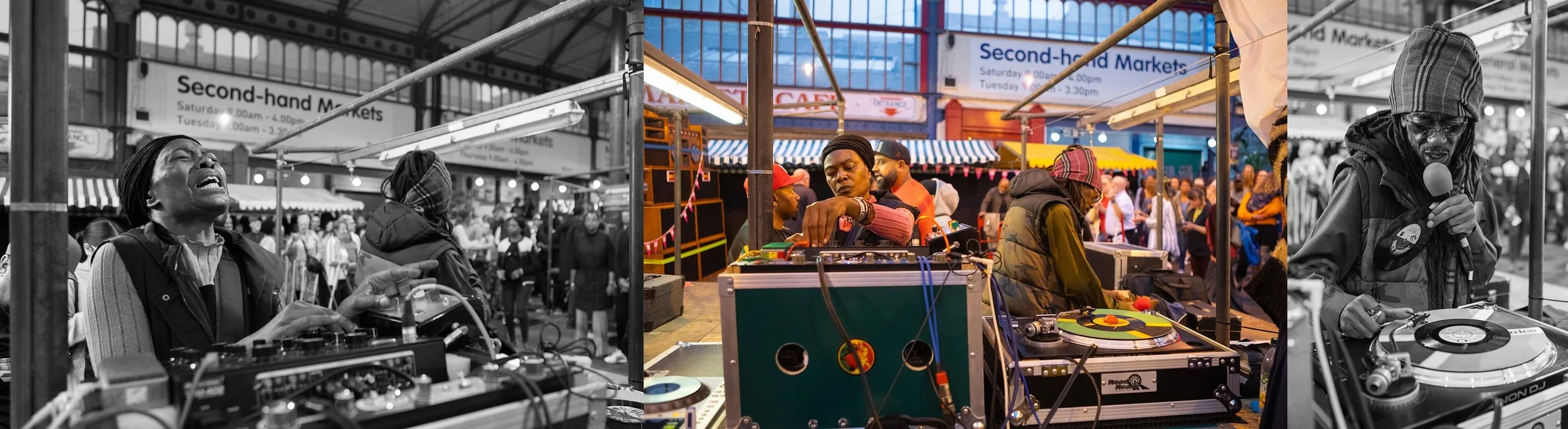 Townsounds Event in Huddersfield Open Market, Ras Sis Highness and Dee Bo General for Historic England