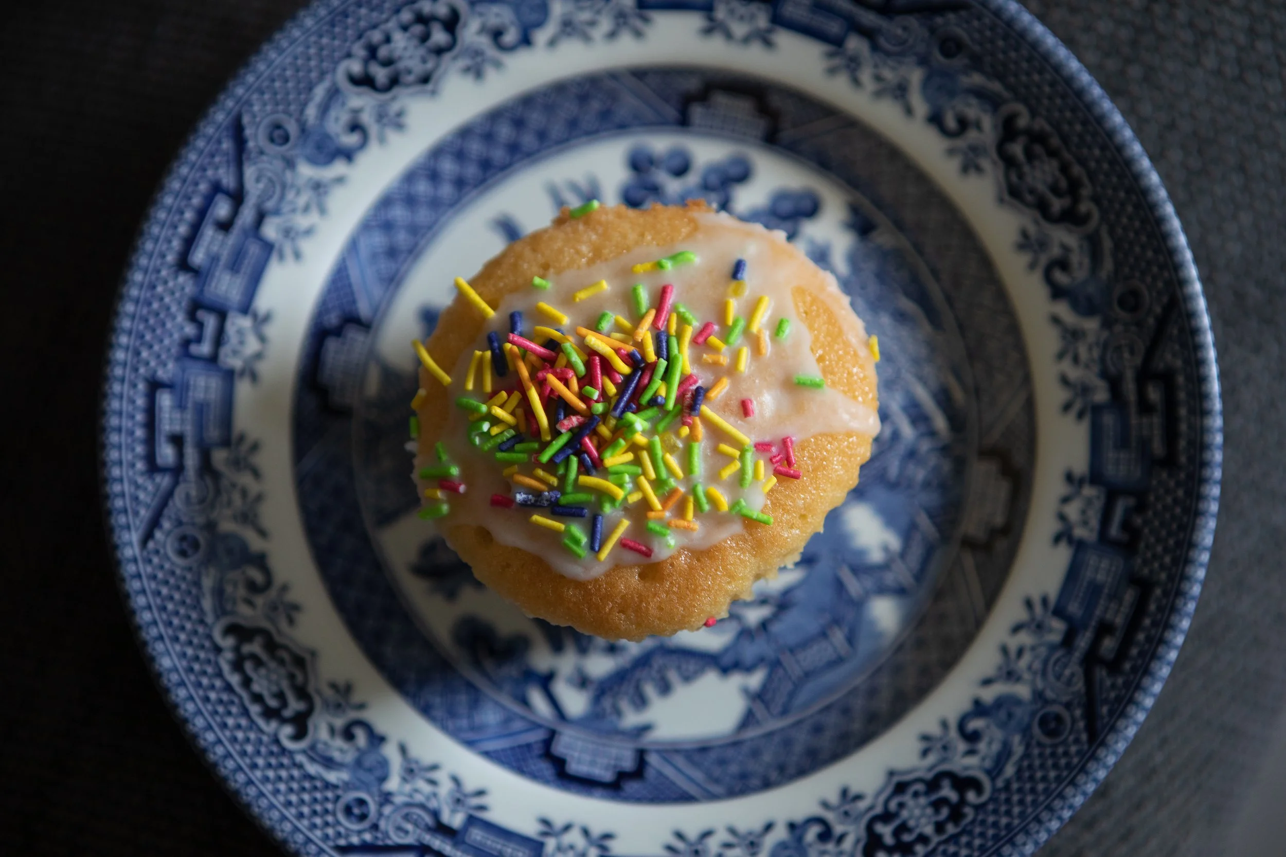Playgroup Cupcake on Grandma's Willow Plate