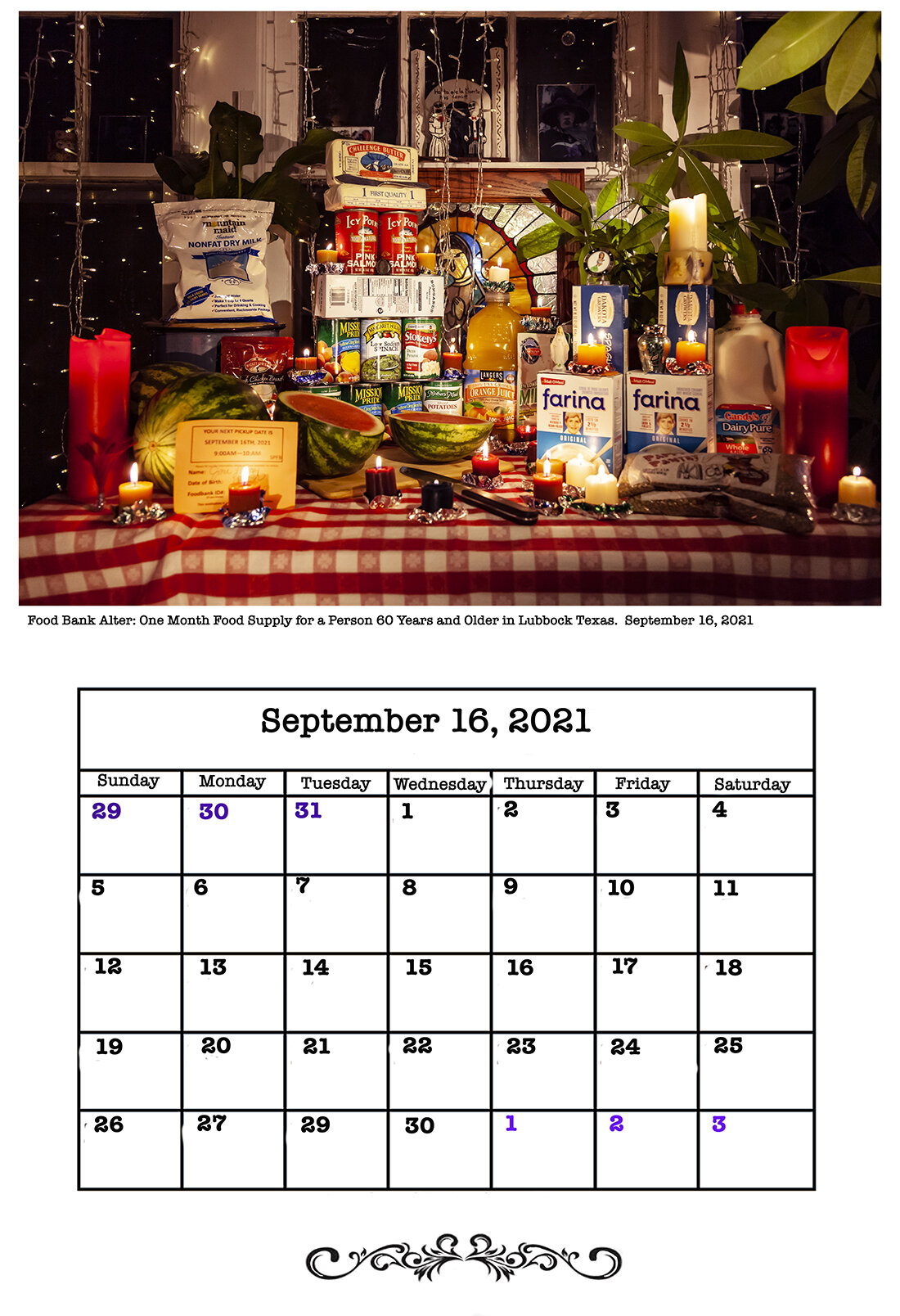 September 2021 Food Bank Calendar Cup Towel