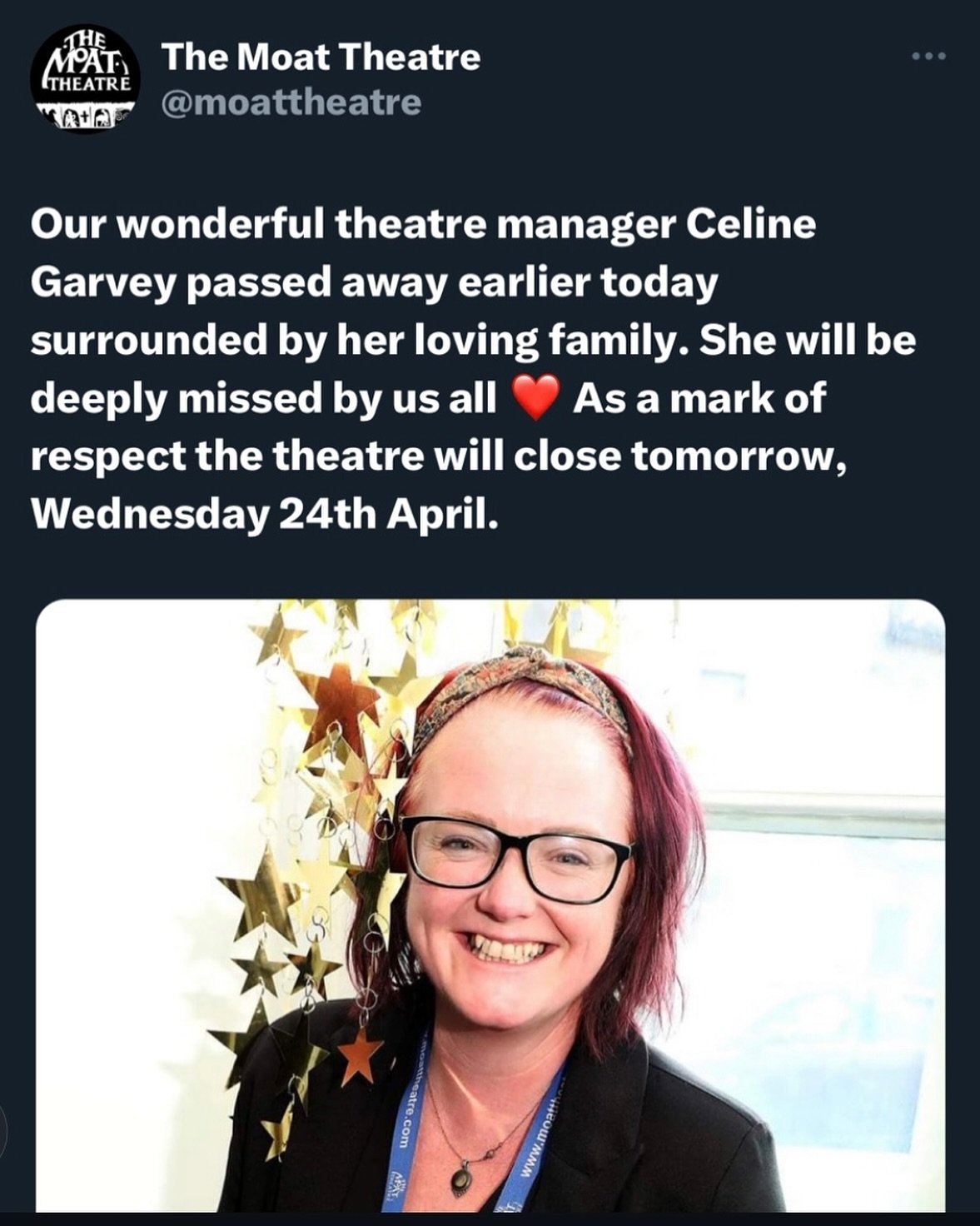 We are so sad to hear about the passing of Celine.

Such a kind, talented, fun and beautiful person. We were lucky and privileged to have had the joy to work with her.

Deepest sympathy to her daughter Elanor and all her family and friends.

Rest in 
