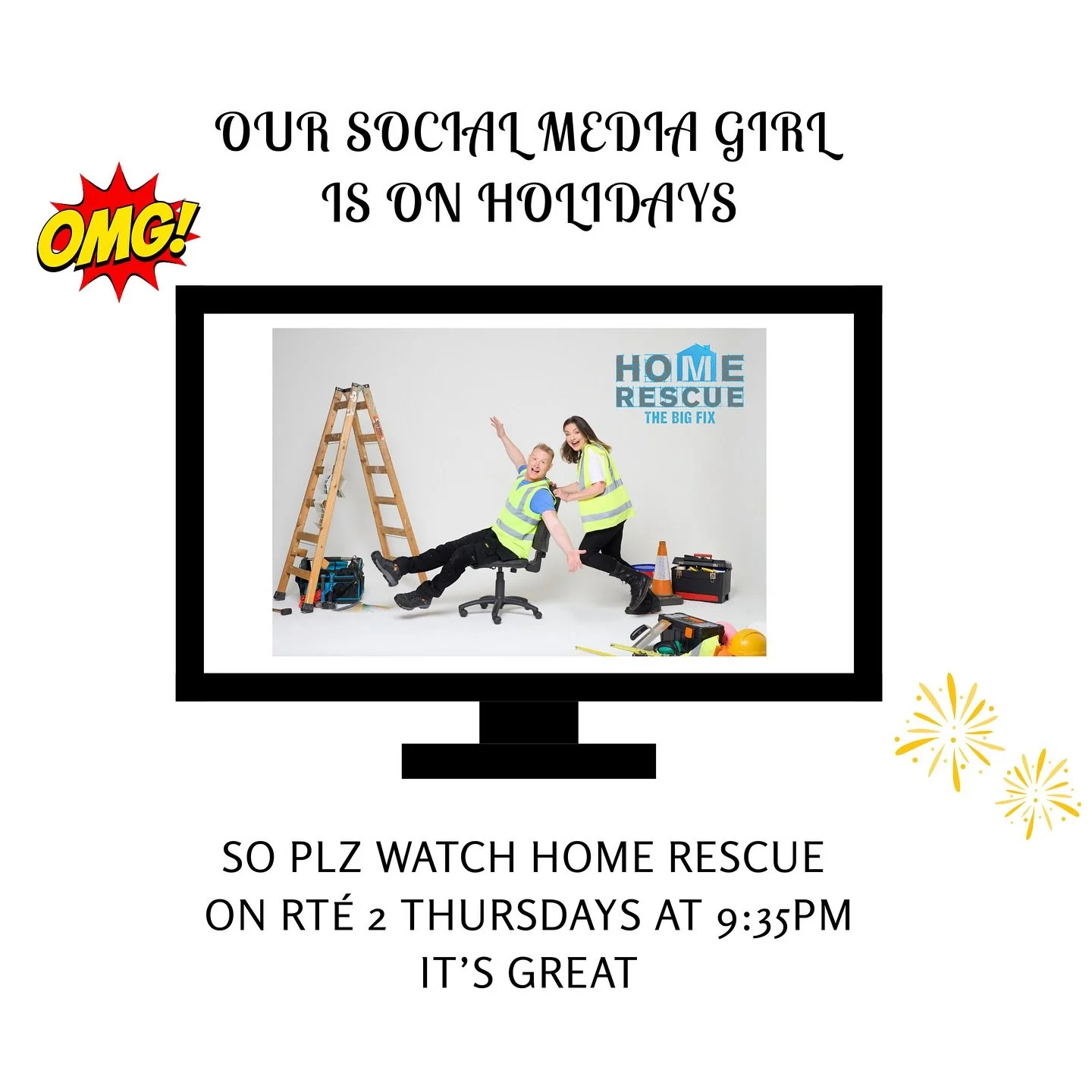 We&rsquo;re doing our best here!

Pretty please watch Home Rescue on @rte2 on Thursday 🙏🙏 Doesn&rsquo;t it look so fun?!