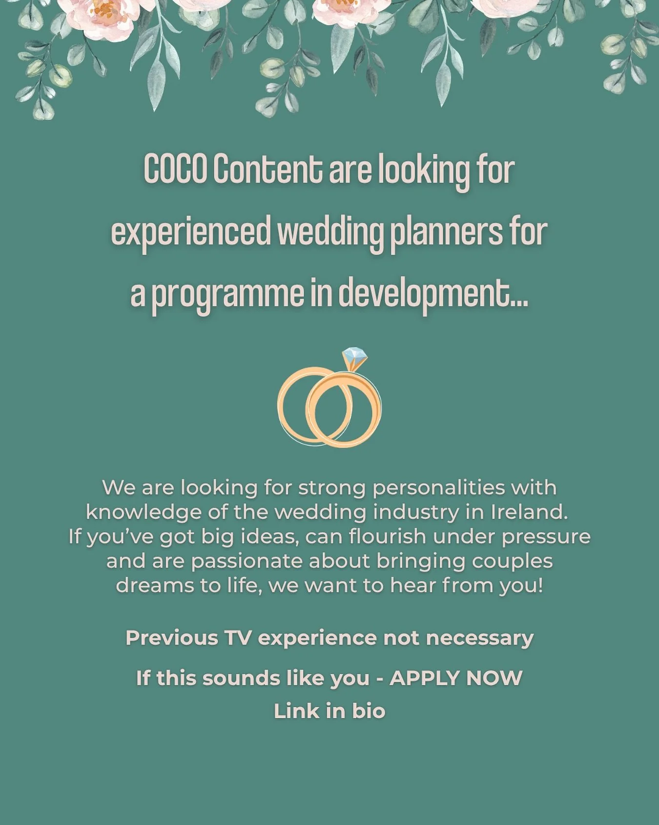 We are looking for experienced wedding planners for a programme in development&hellip;💍

If that sounds like you, visit the link in our bio to apply now
