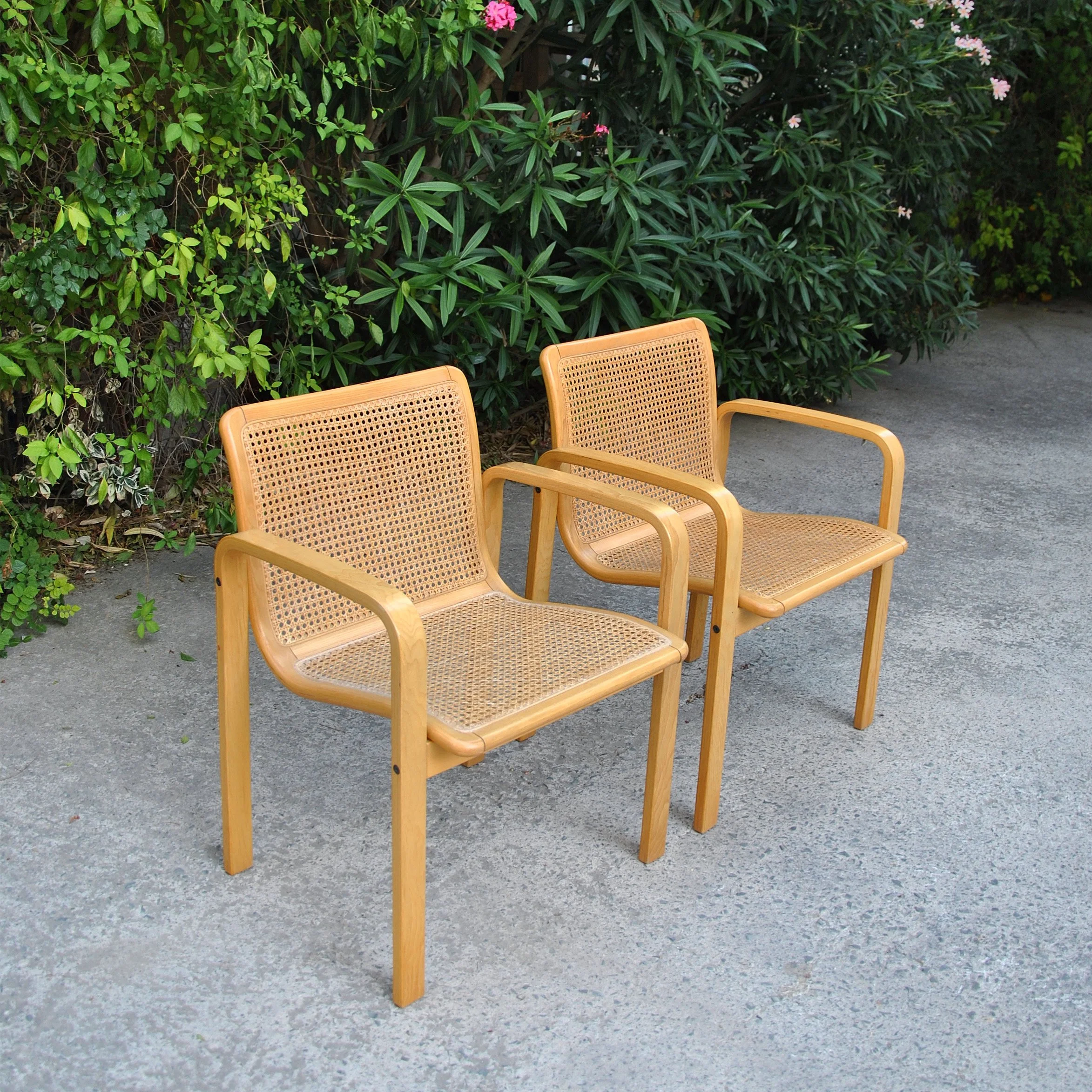 581 ALVAR AALTO STYLE CANE CHAIRS .JPG