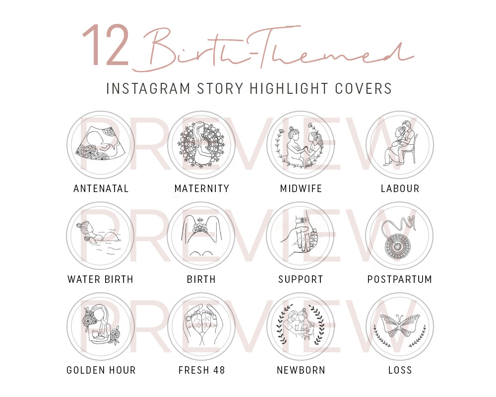 Birth Themed Instagram Story Highlight Covers Ideal For Birth