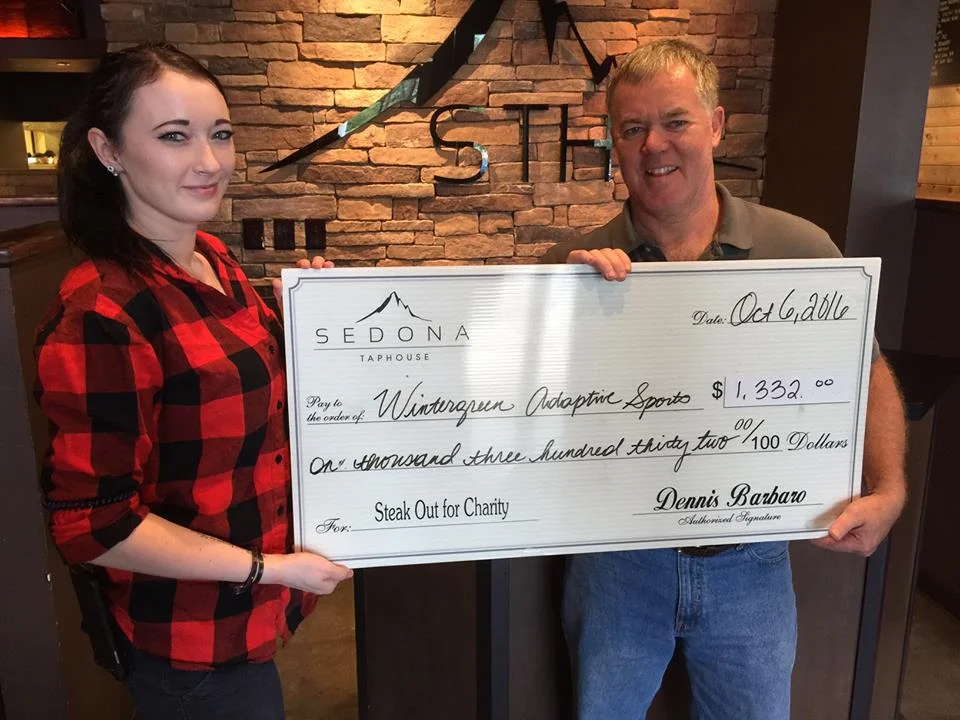 Updated October 6, 2016– Thanks once again to the folks at Charlottesville's Sedona Taphouse for bringing WAS in as the beneficiary of this past July's Steak-out for Charity event. WAS executive director, Dave Shreve, joined Sedona manager, Jordon Coleman, for last week's check presentation. Thanks to Christine, Rodell, Cierra, Jordon, and all the Sedona crew for being such a great community partner!