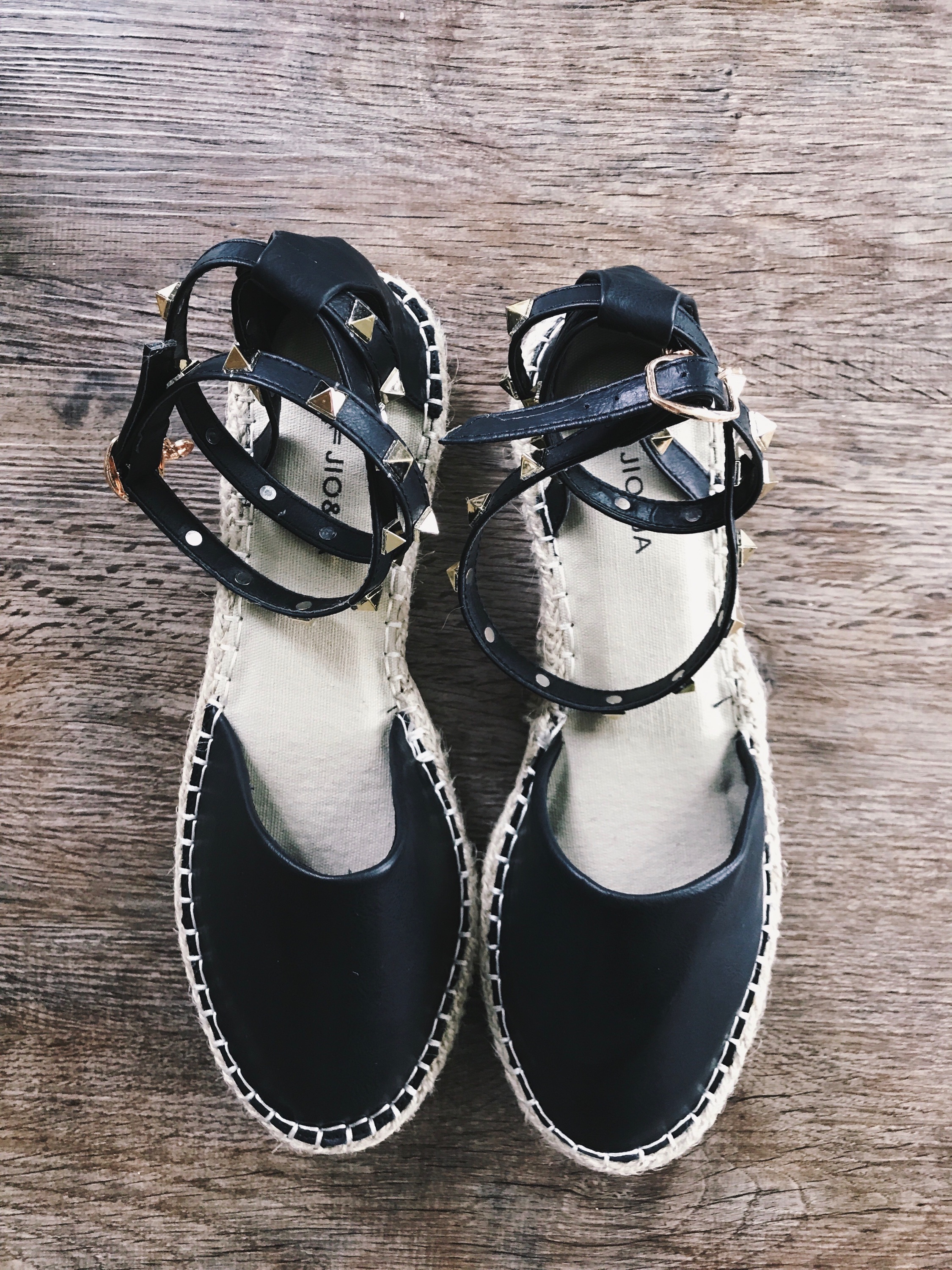 Next are these Black Buckled Ankle Strap Faux Leather Flatform Sandals ($30), which are replicas of everyone's favorite Valentino Rockstud Double Espadrille Flat ($795). These, surprisingly, had the most structured leather blend of the bunch, which kept its shape even after wearing them out to dinner. The detail here was the least impressive of the pairs, however. The charm SheIn.com includes doesn't exist on the originals, and the gold studs are bit brassier than I'd like. Overall, they're a solid shoe that I'll incorporate into my summer outfits, especially with shorts and a silk blouse.
