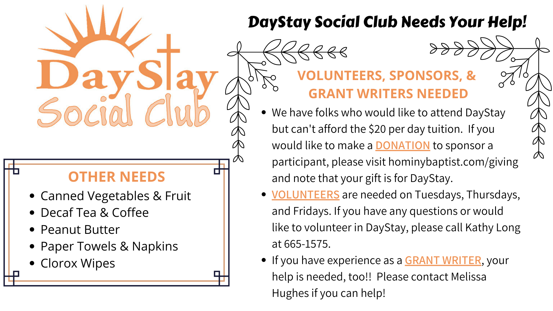 DayStay Social Club Ministry