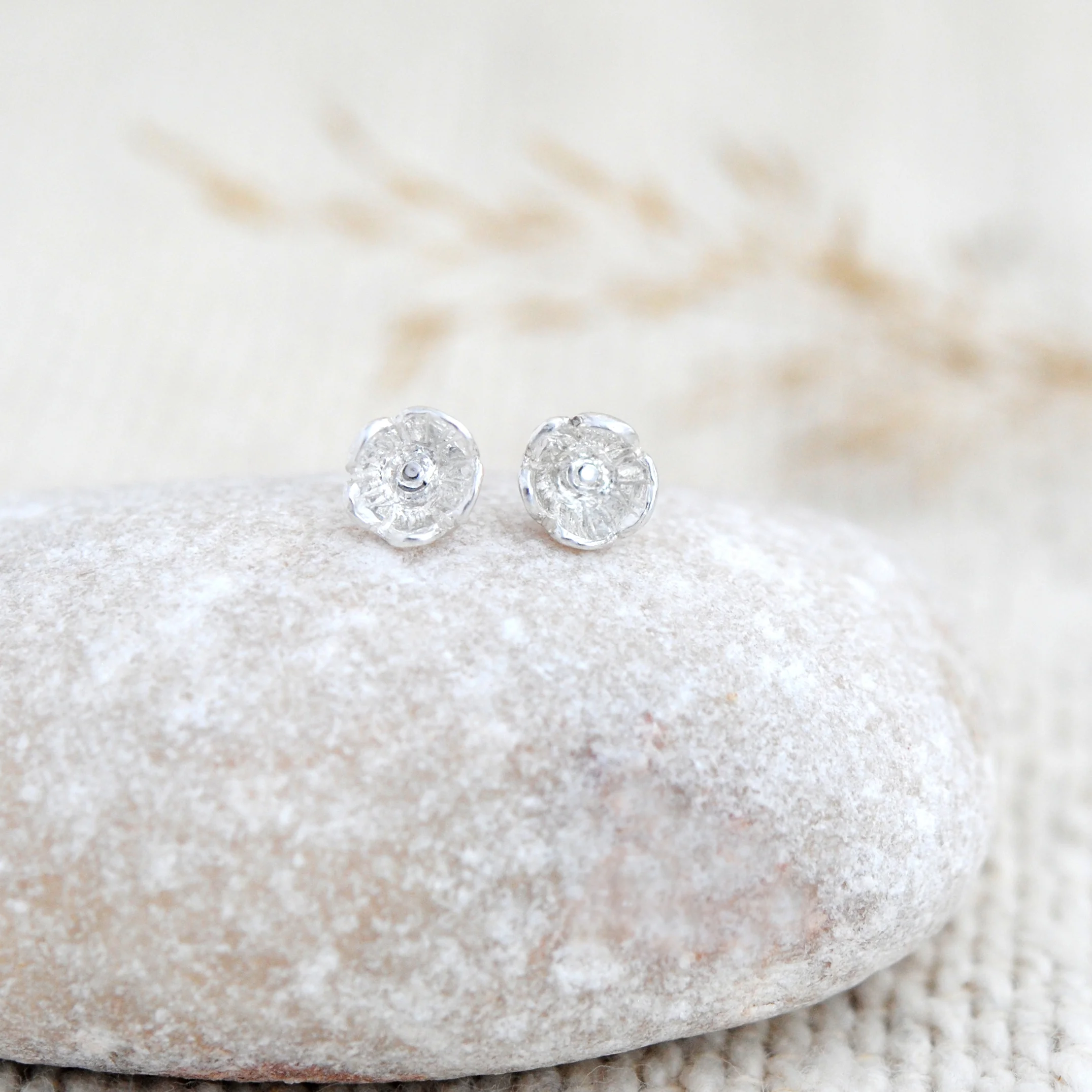 Ethical sterling silver forget-me-not stud earrings