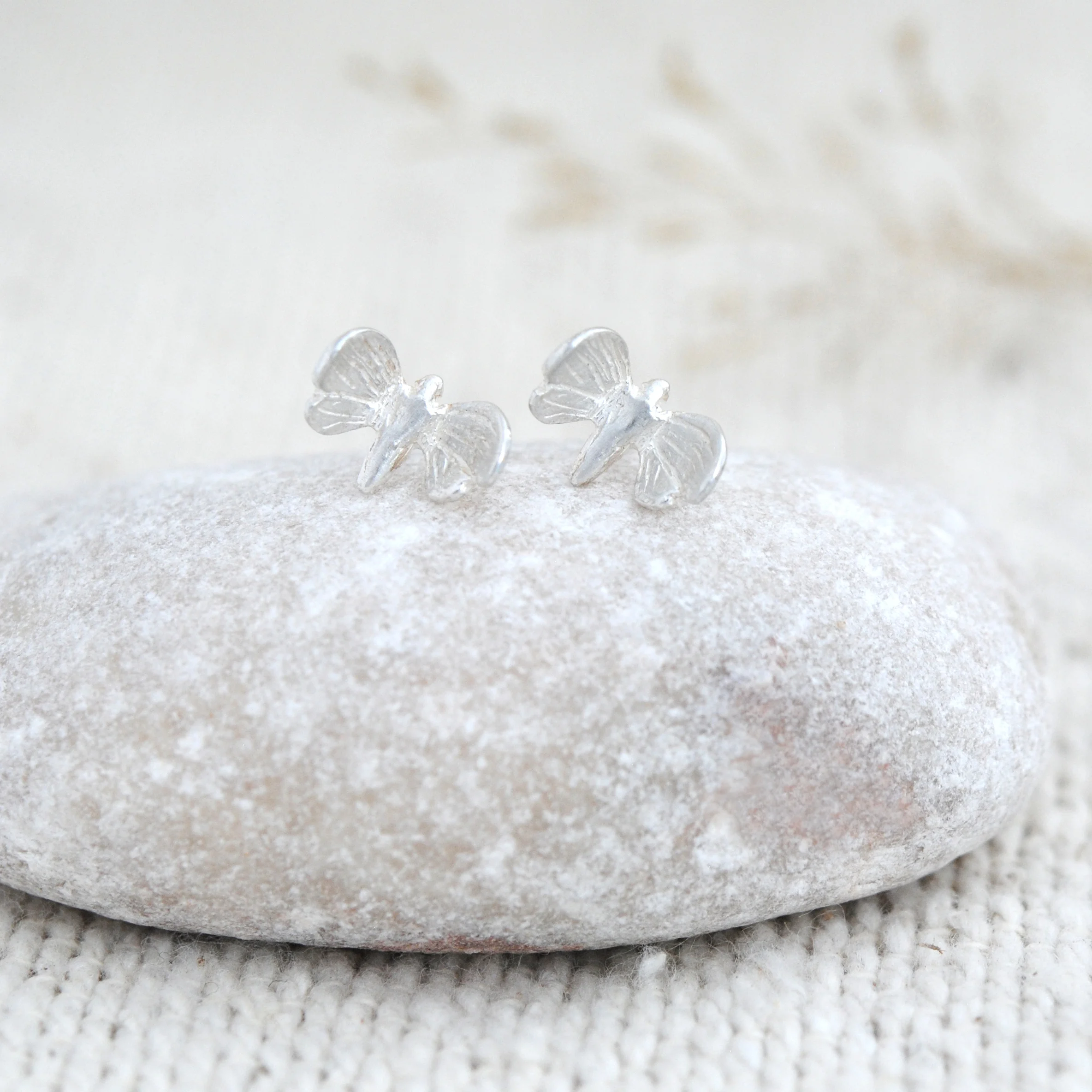 Mini Moth at Dusk Earrings in Silver