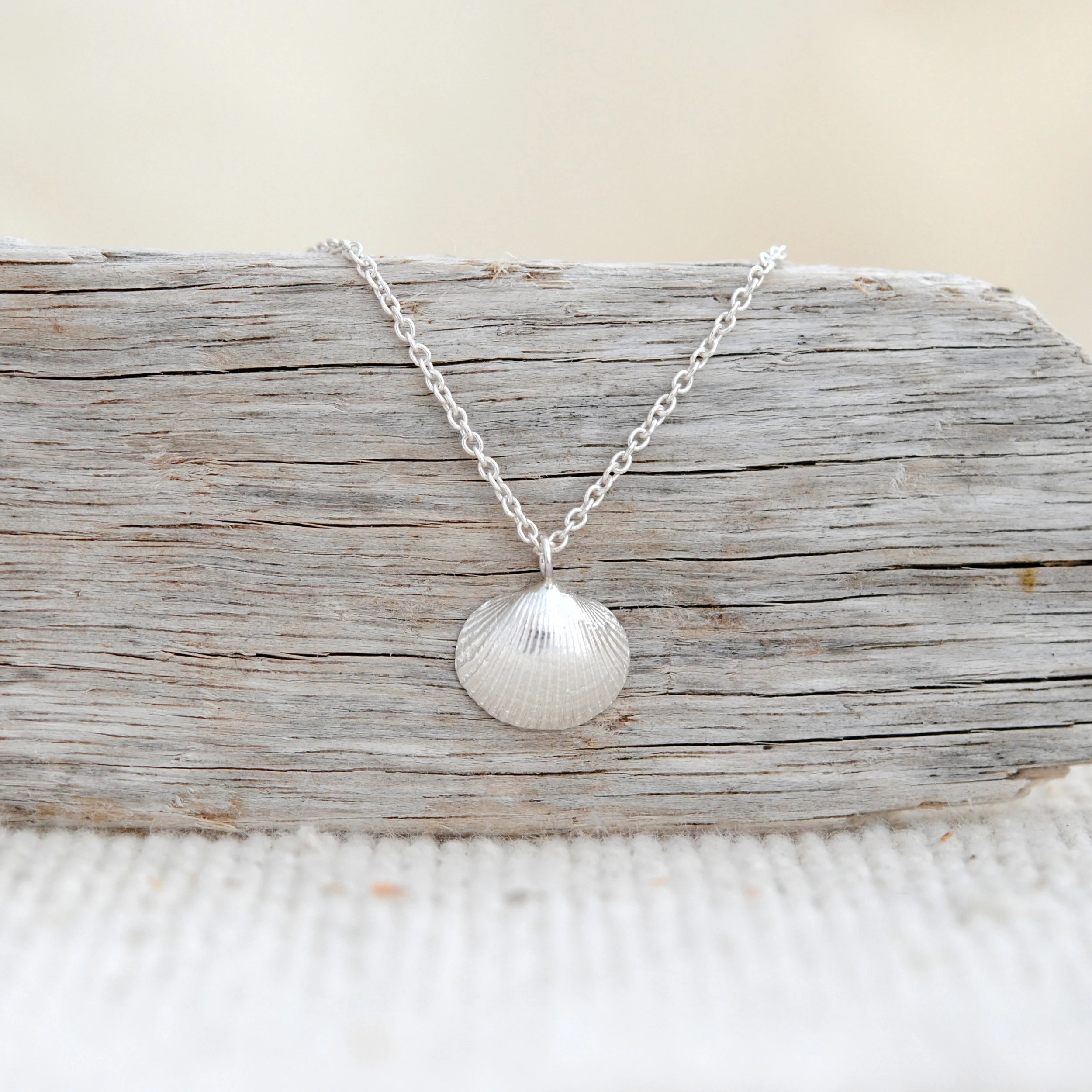 Nature inspired ethical sterling silver seashell necklace