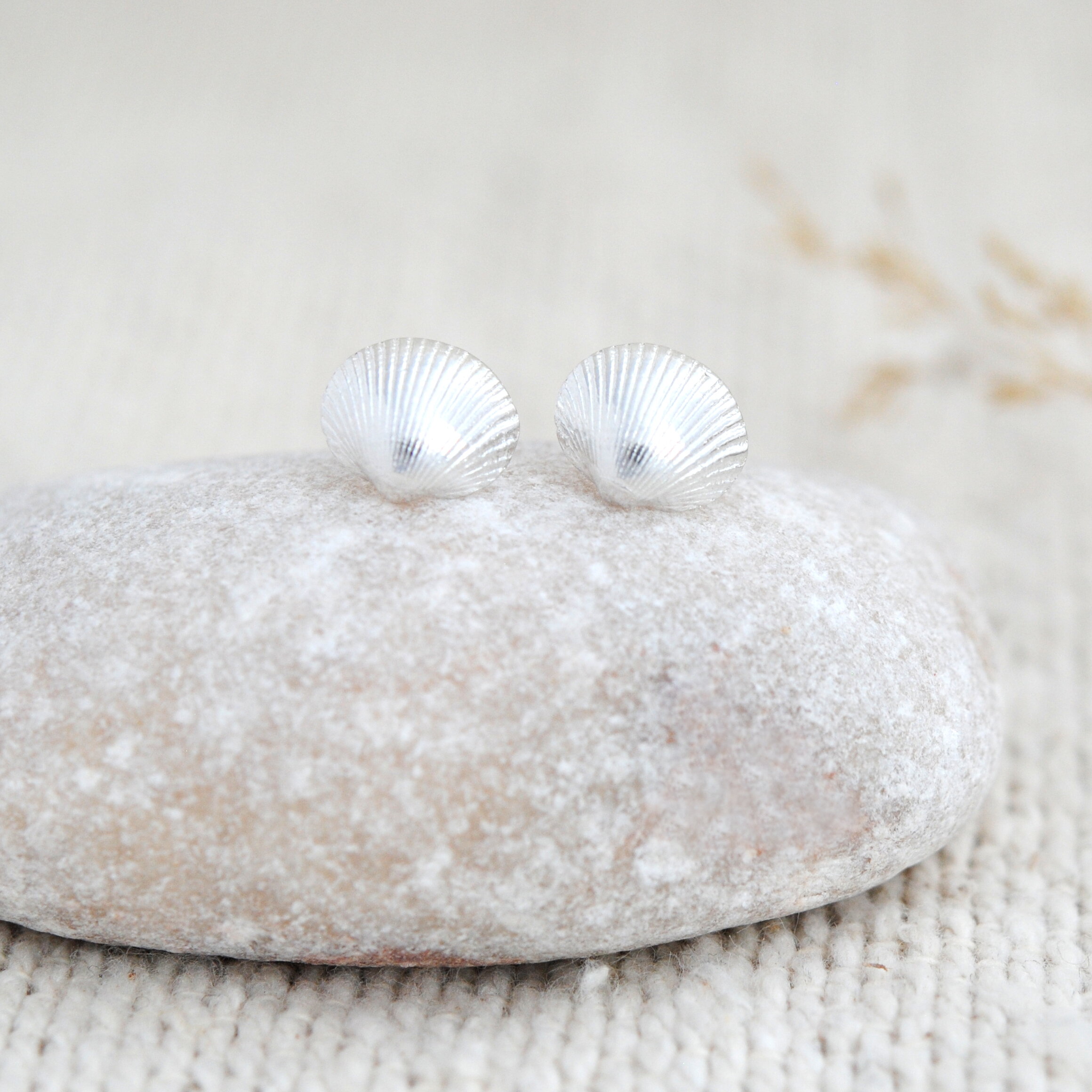 Mini silver seashell earrings