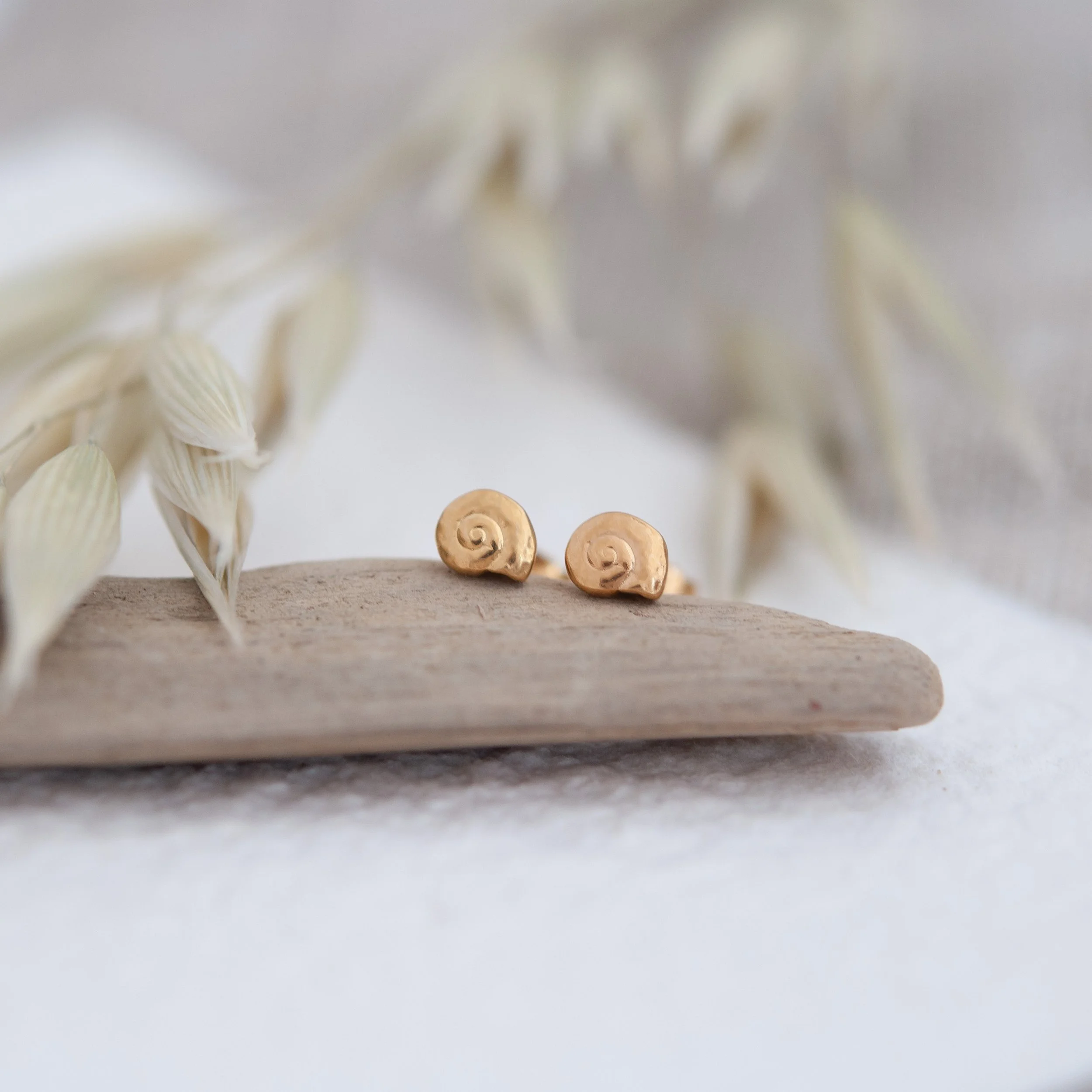 Periwinckle seashell earrings mnii in gold square.JPG