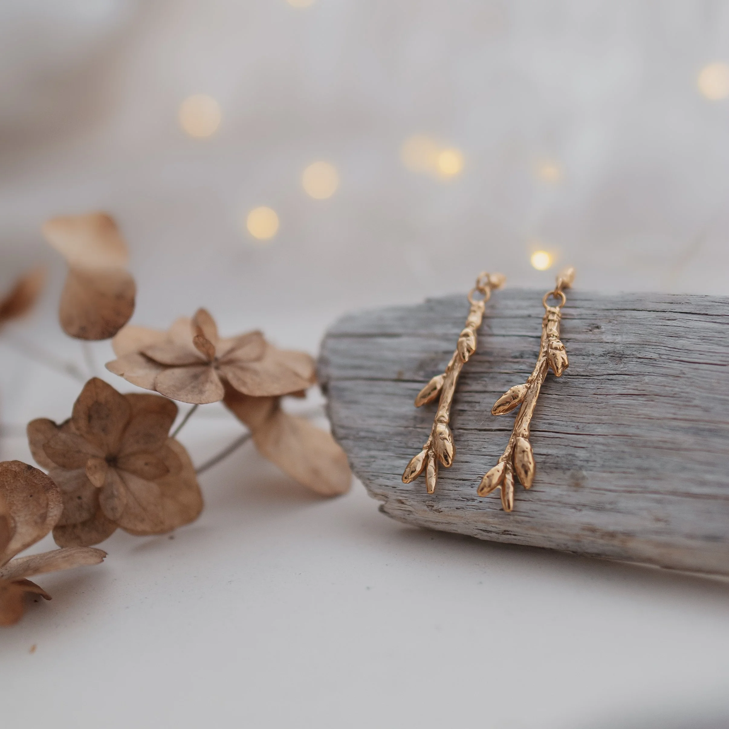 Birch twig drop earrings in gold christmas square.JPG