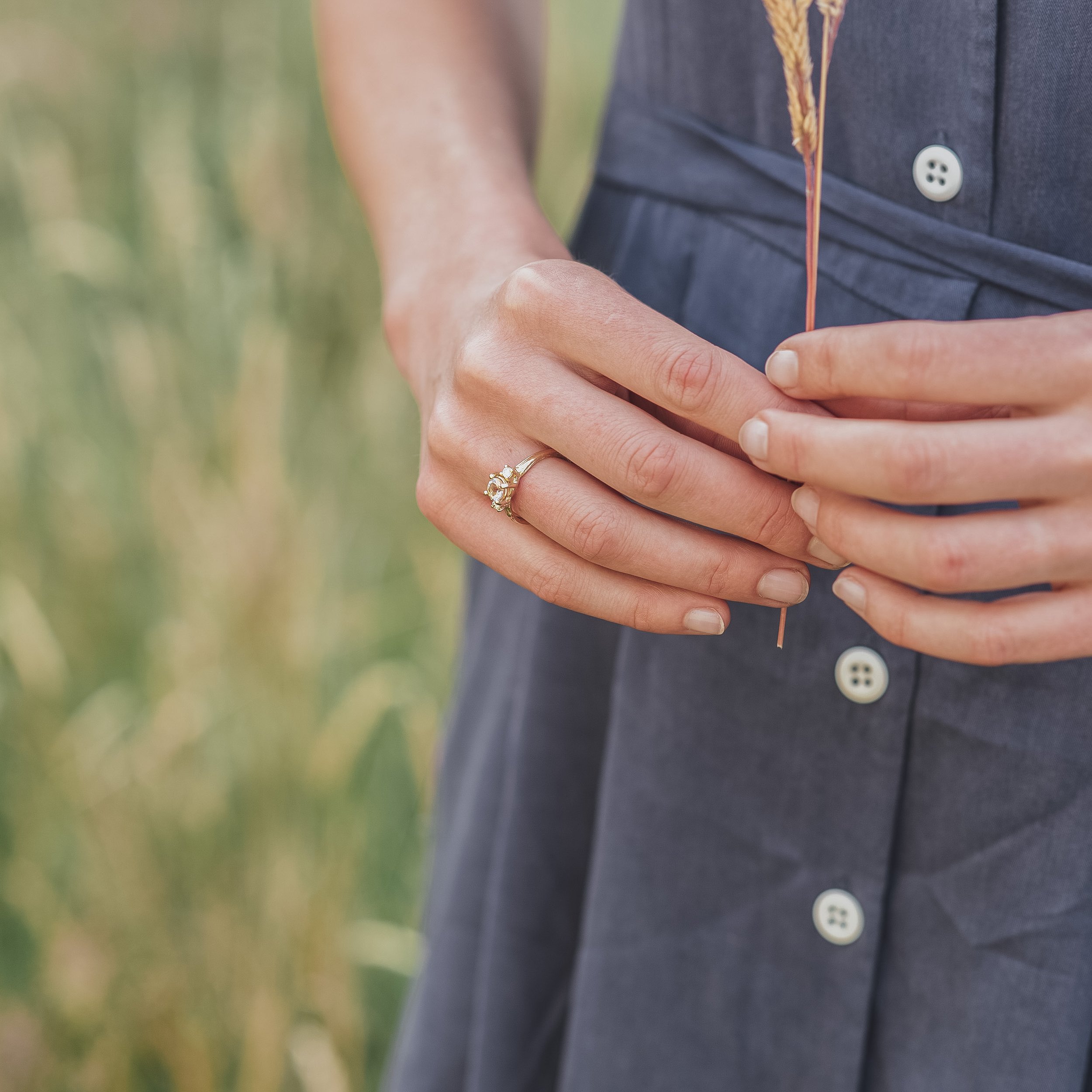 Repurposed gold morganite and recycled diamond ring