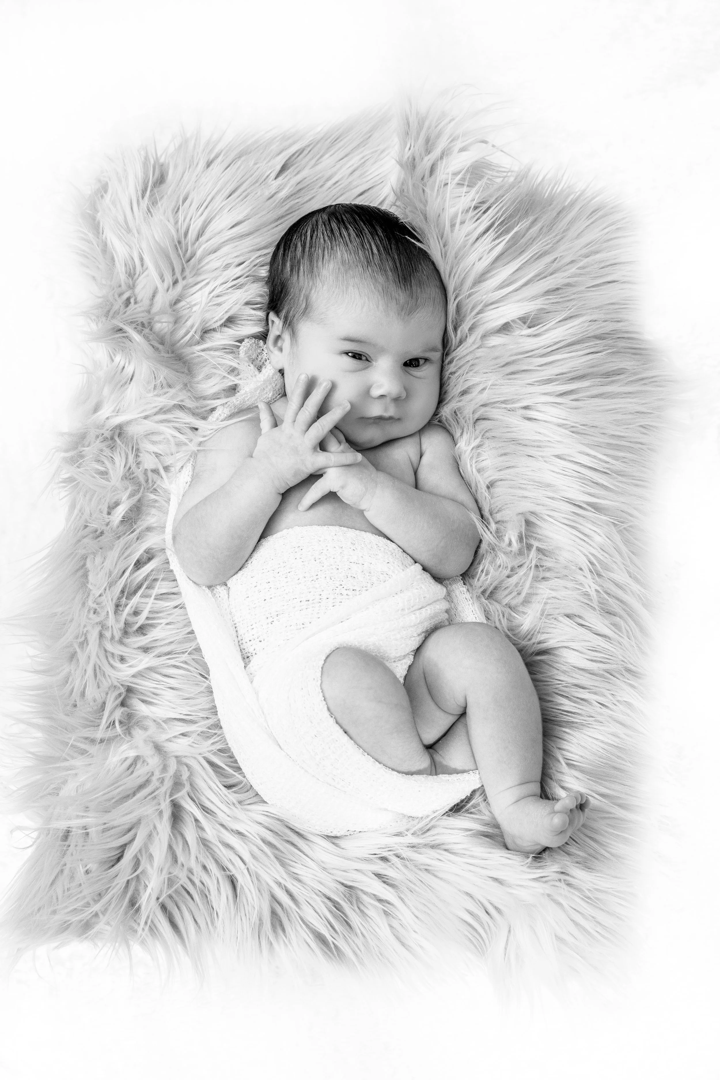 Thunder Bay photographer photo of baby girl on faux fur