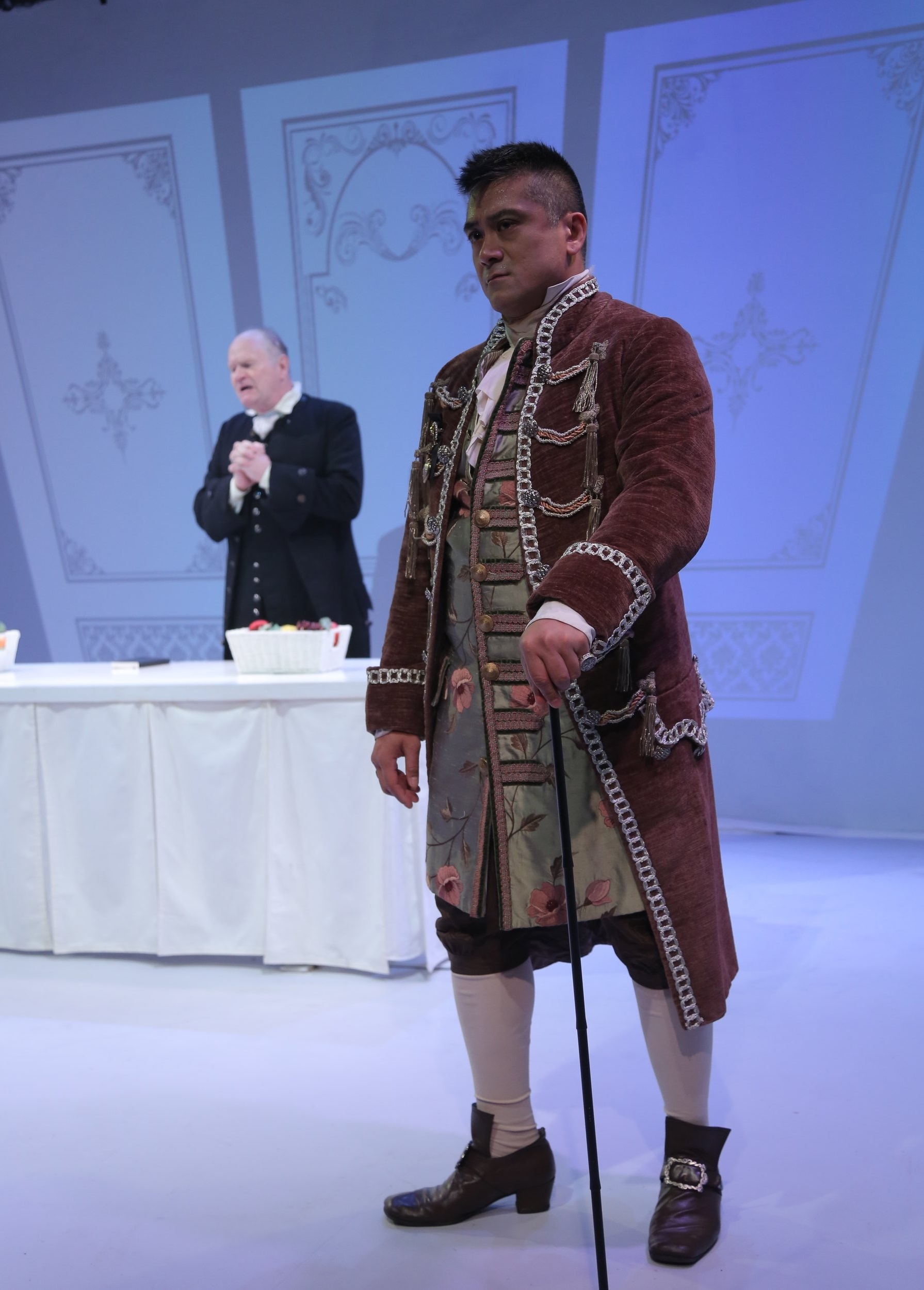 Tartuffe, Phoenix Theatre Ensemble, director Craig Smith, Costume Design Debbi HObson, Lighting Design Tsubasa Kamei, Projection Design Attilio Rigotti , Photography Gerry Goodstein