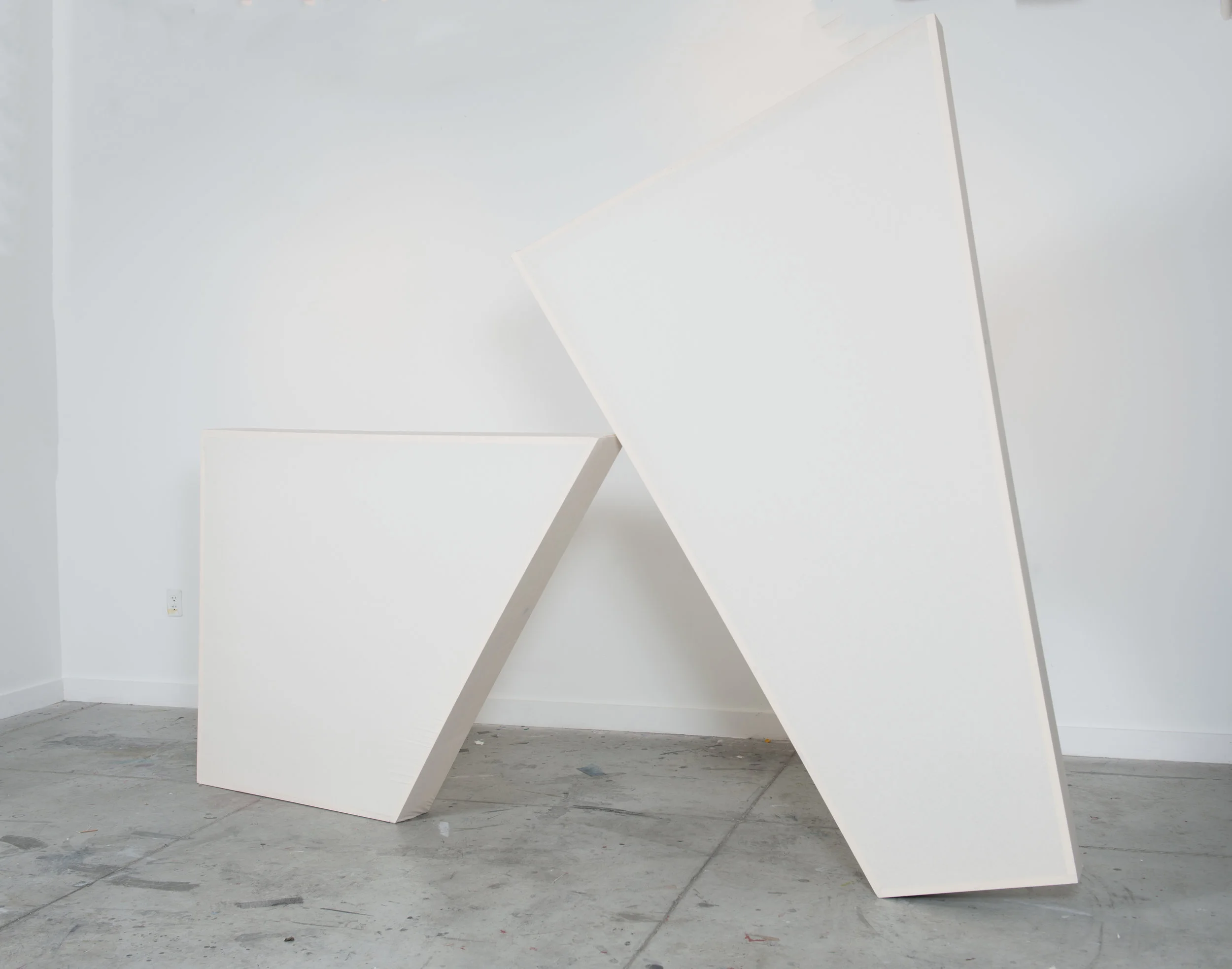 Now Is the Time For Her To Come Onstage Herself (Configuration 1), 2016, muslin and wood, variable dimensions