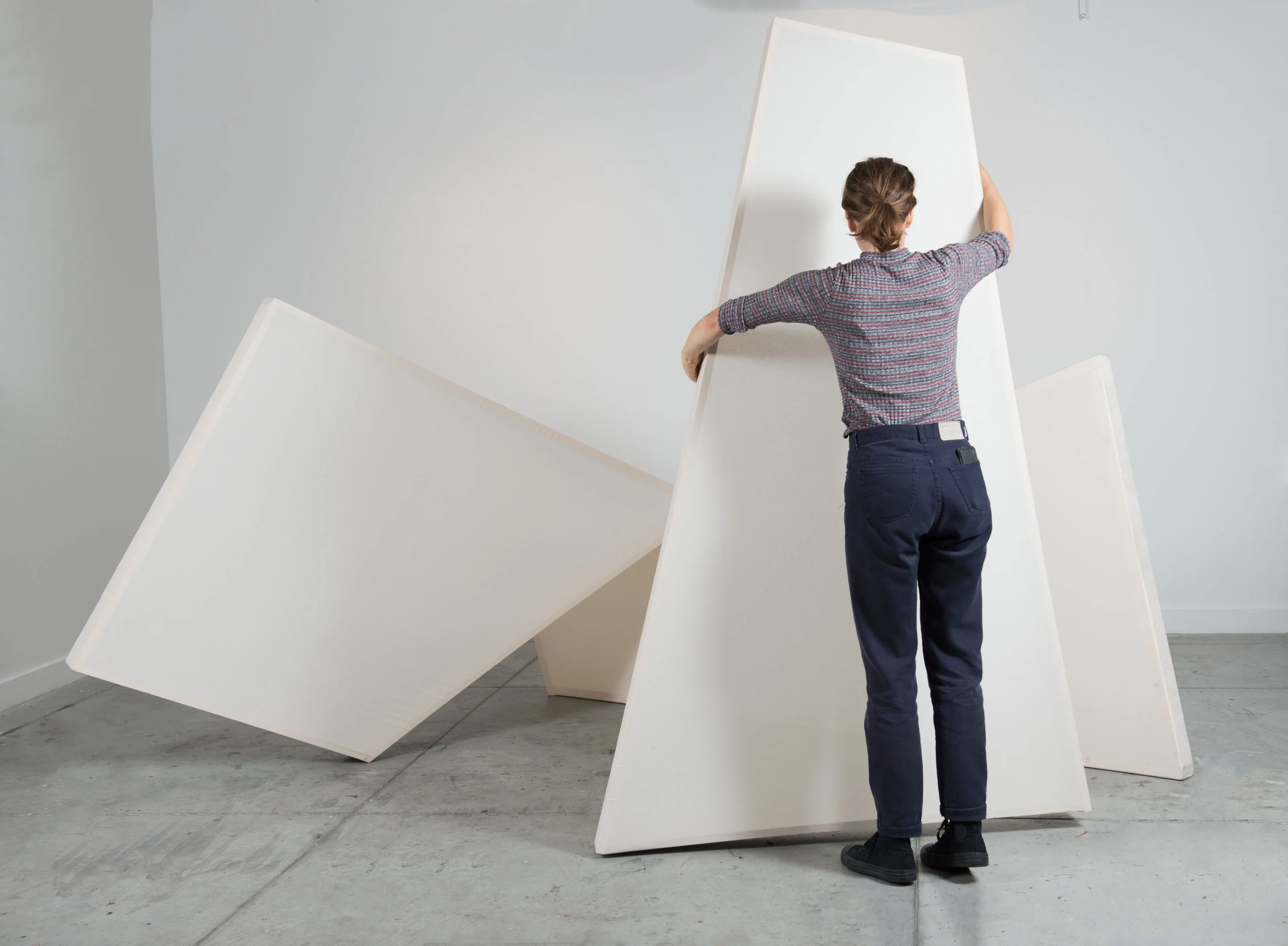 That The Body Is A Sheet Of Plain Glass Through Which The Soul Looks Straight And Clear (View 3), 2016, Muslin and wood, Variable Dimensions
