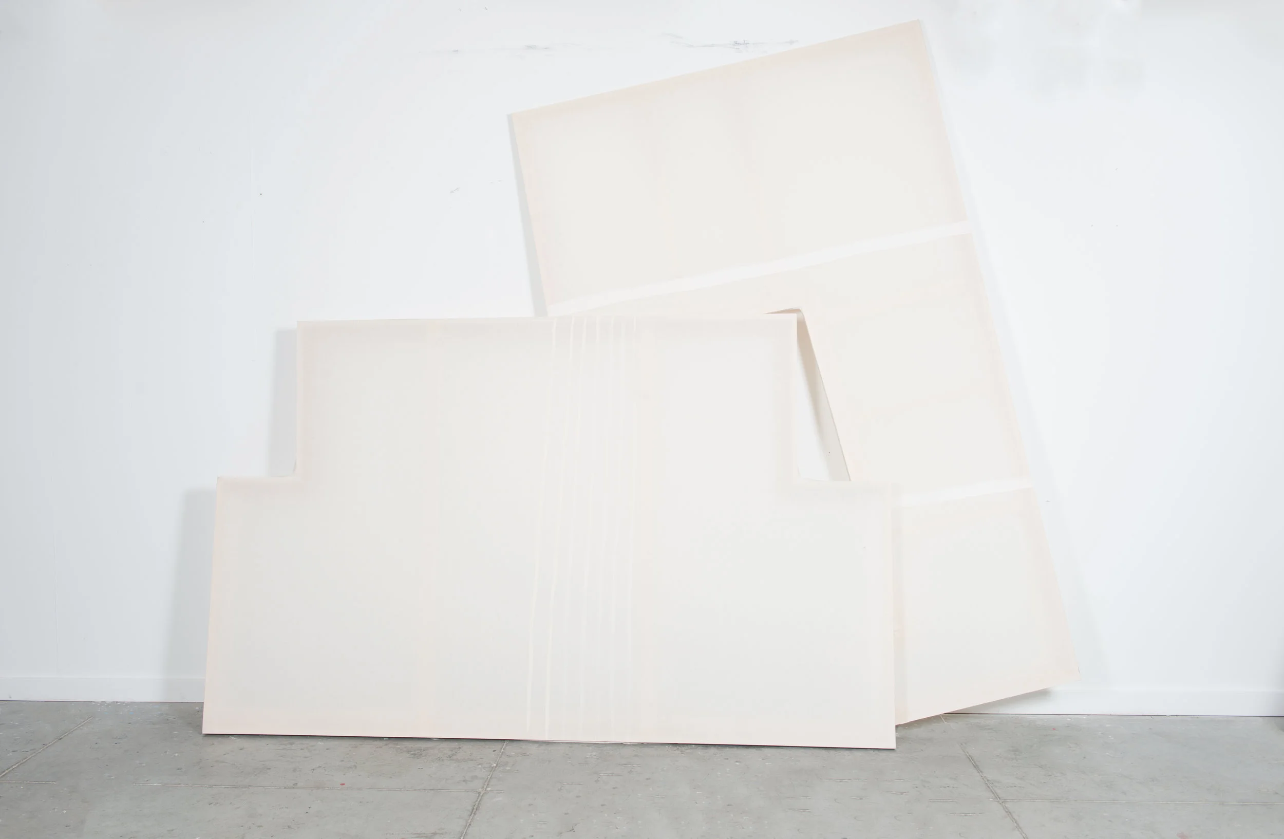 Eyes that Recognize the Right Side, the Wrong Side, and the Other Side (View 2), 2016, gesso, muslin, wood, 96" X 96” X 2.5"(approx. dimensions/variable)
