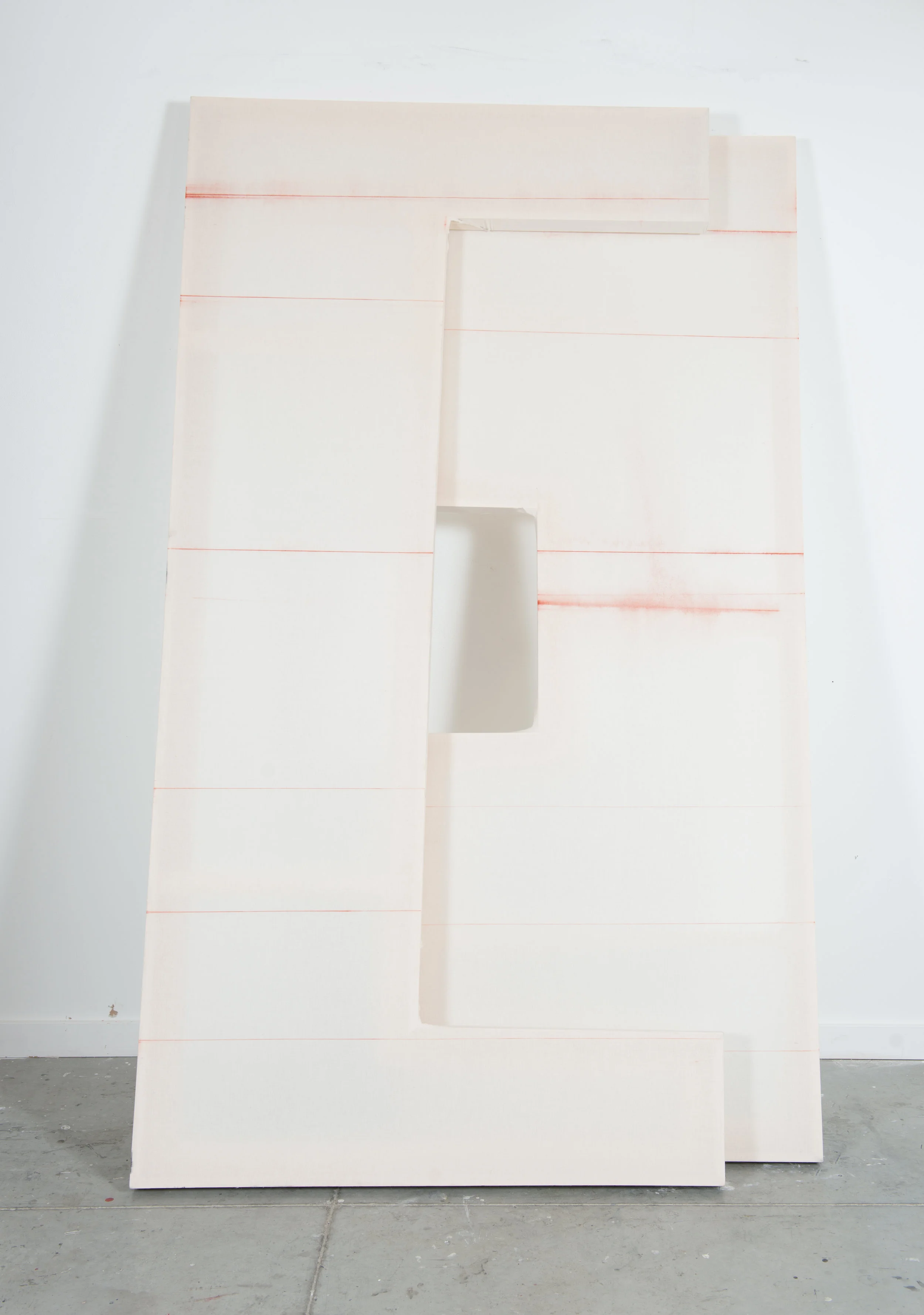 That Moment When Things Are Not Absolutely Congealed, 2016, chalk, muslin, wood, 96" X 60" X 2.5" (overall dimensions)