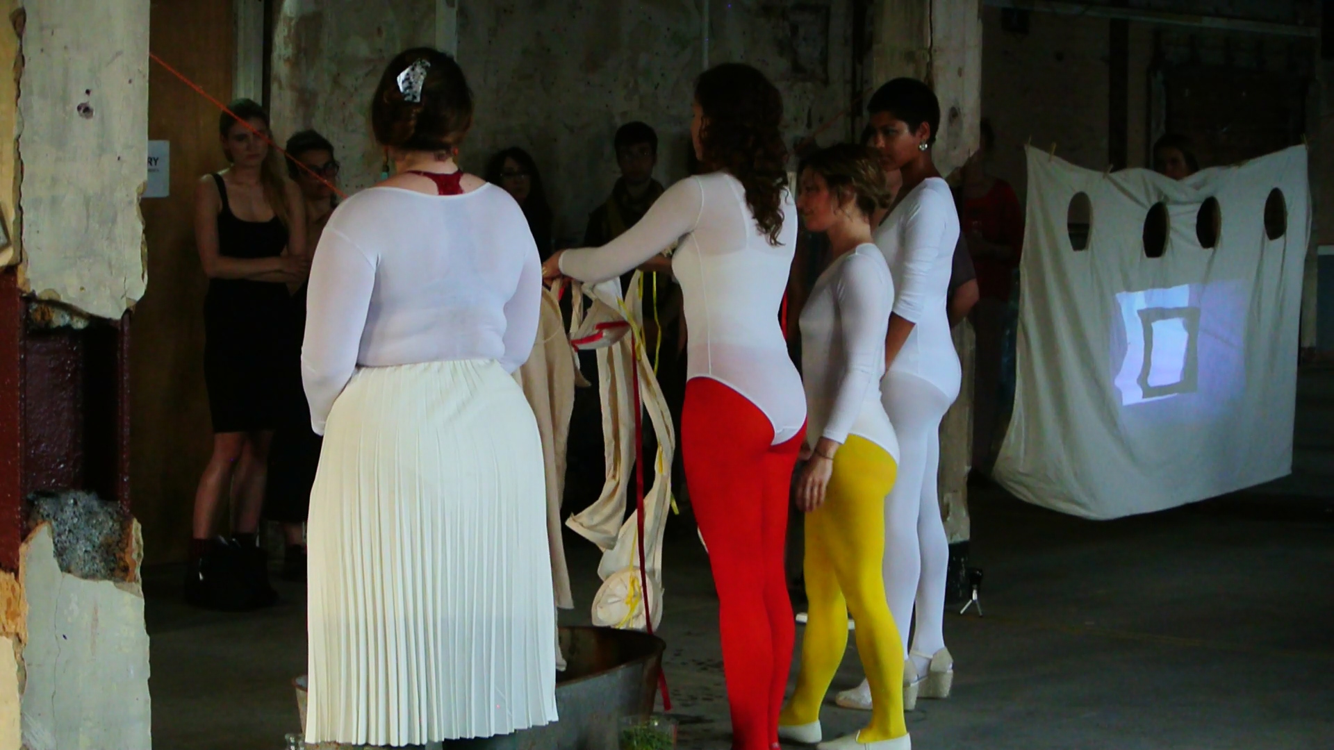  Still from Performance of "Emilia Galotti's Colouring Book of Feelings," written by Sophie Seita at the Bargehouse/ Oxo Tower Wharf for Art Night 2018 in London. Installation featuring video by Simone Kearney and Lanny Jordan Jackson. Audio work by 