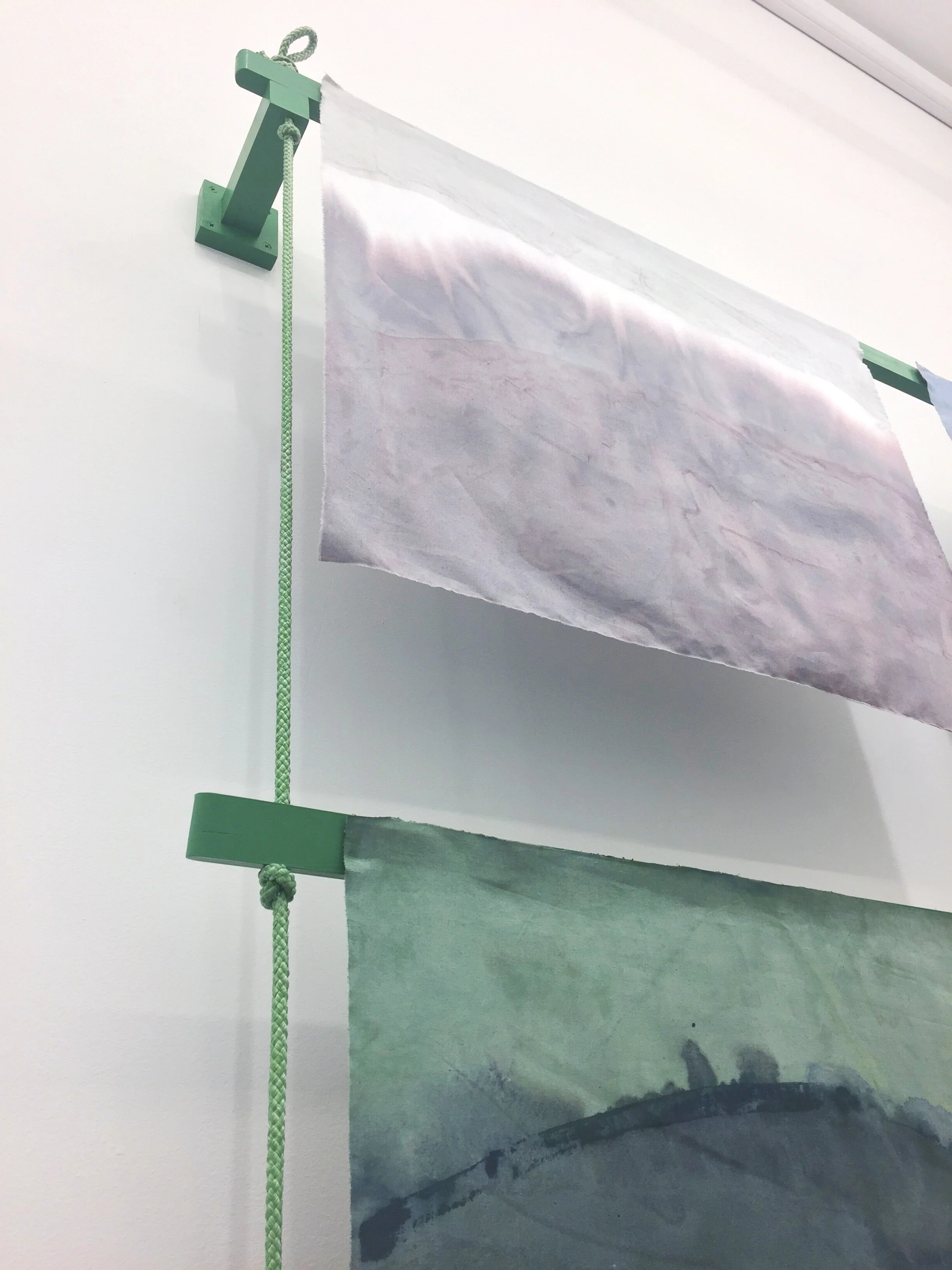 Am Torc Ar Gail/I Am A Strong Wild Boar , 2019, Acrylic, dye, muslin, rope, wood, 120” X 96” X 6”, detail
