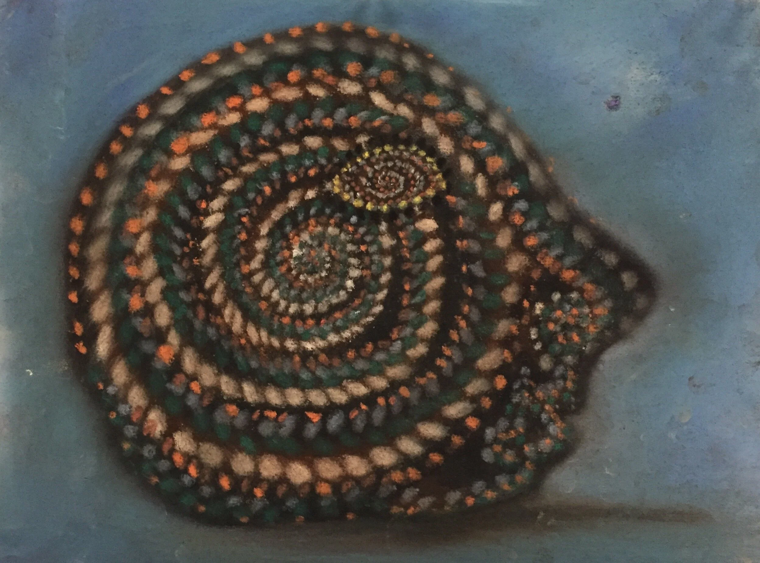  Knot Head, 2020, pastel on paper, 9” X 12” 