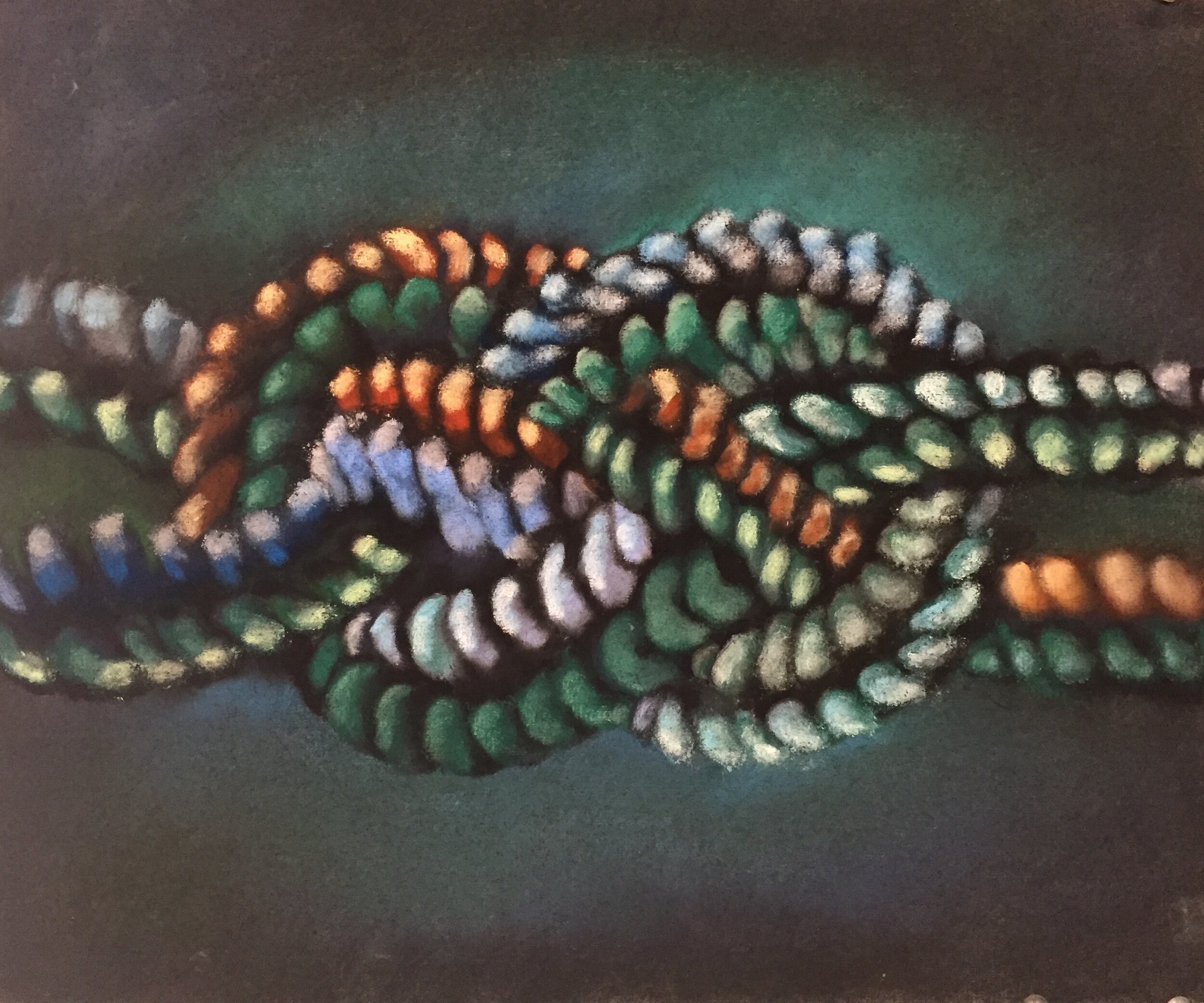  Knot, 2020, pastel on paper, 13” X 16” 