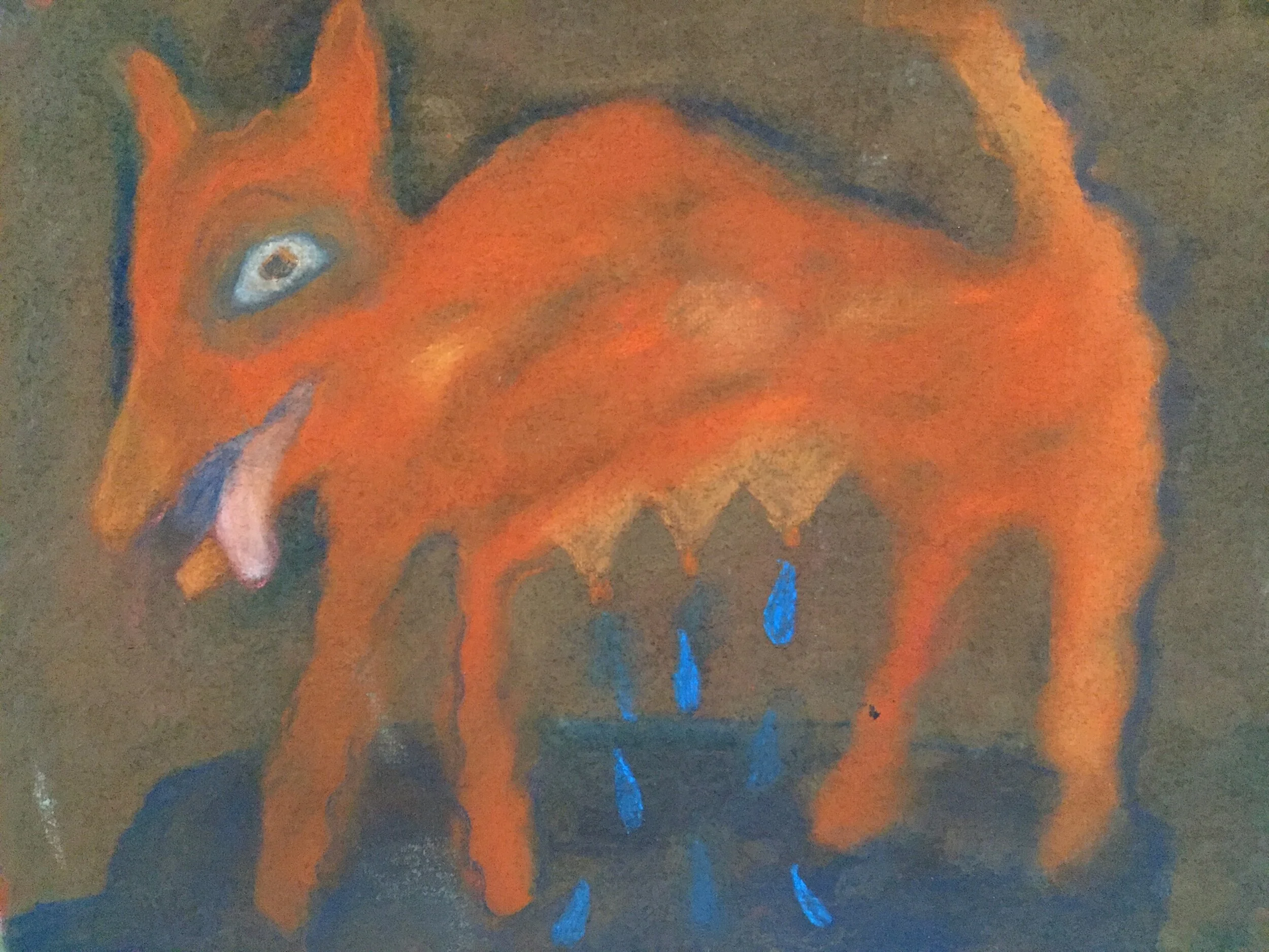  Fox Lactating A Sea Of Tears, 2020, pastel on paper, 9” X 12” 