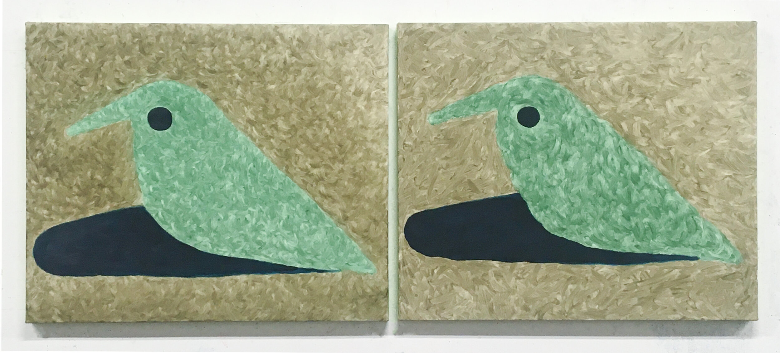  Bird (I) and Bird (II), 2020-21, Oil on Linen, 20 X 24 (each canvas) 