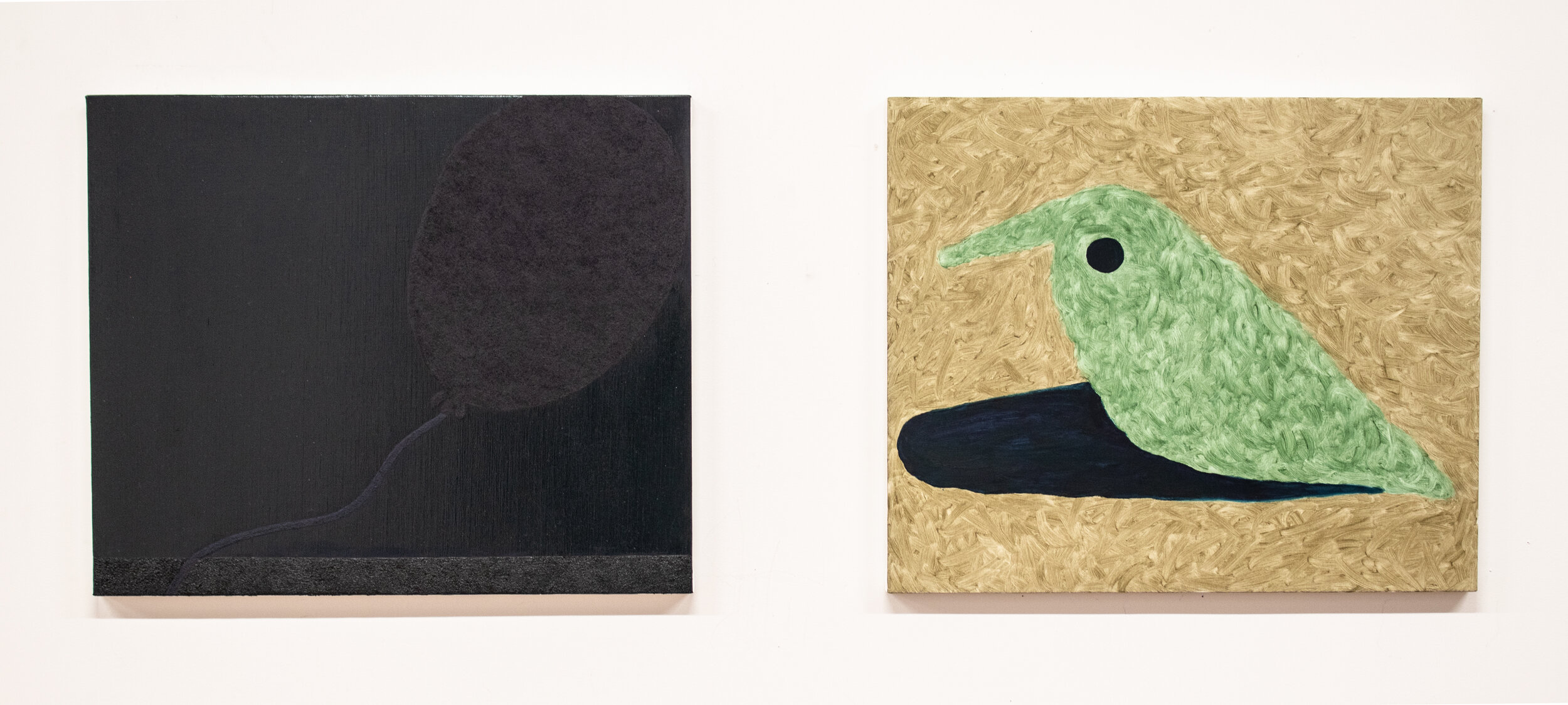  Balloon (II) and Bird (I), 2020-21, Oil on Linen, 20 X 24 (each canvas)  