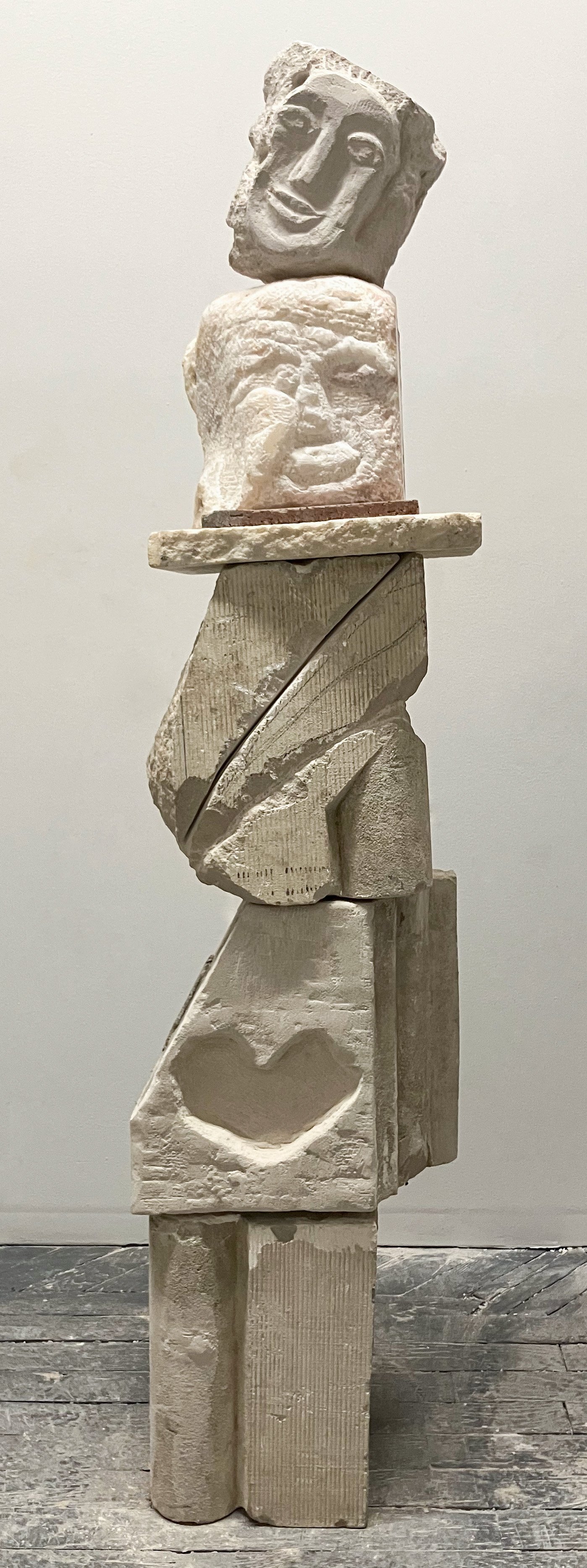 Figure/s III, 2023, Alabaster, limestone, Pipe stone, 48” X 12” X 12”