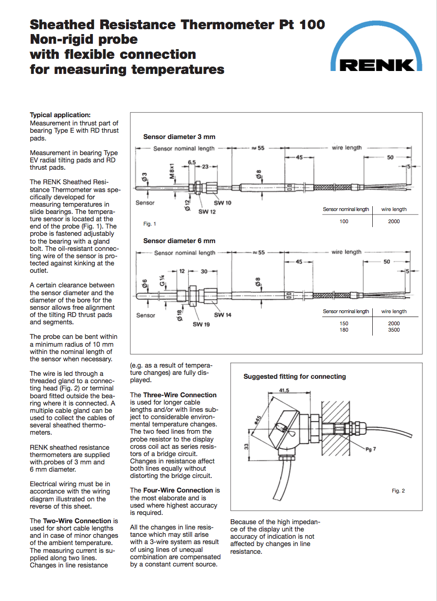PT 100 Sheathed Resistance ThermometerFlexible connection&nbsp;