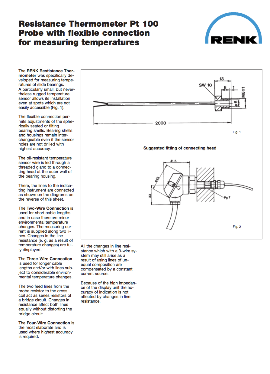 PT 100 Resistance ThermometerFlexible connection