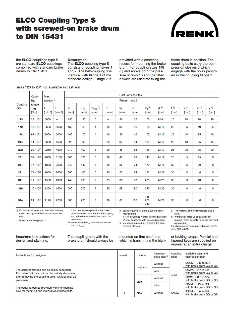 ELCO CouplingType S with screwed on brake drum