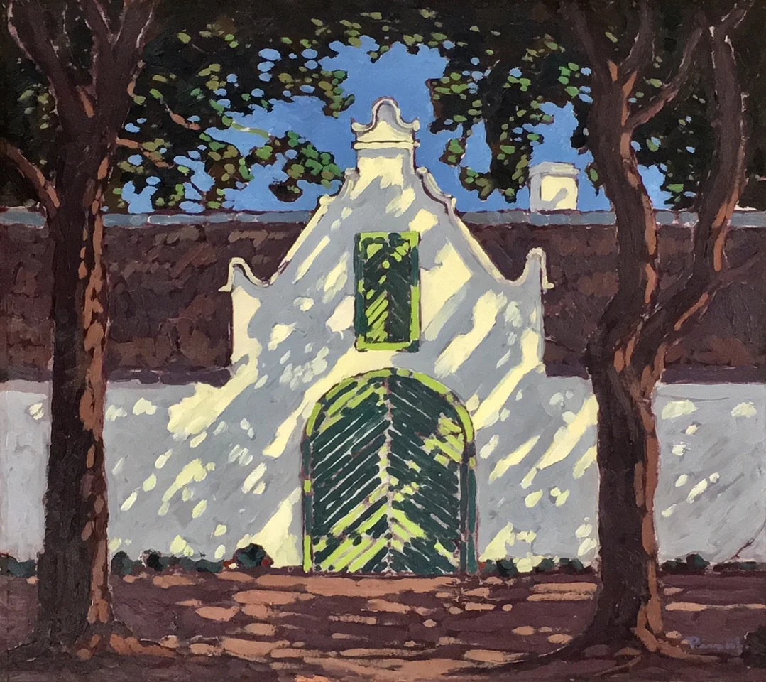 JH Pierneef, Hertestraat Stellenbosch , Oil on board