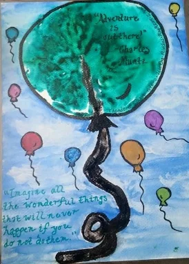 Example of a color placenta print with calligraphy and watercolor background~$40