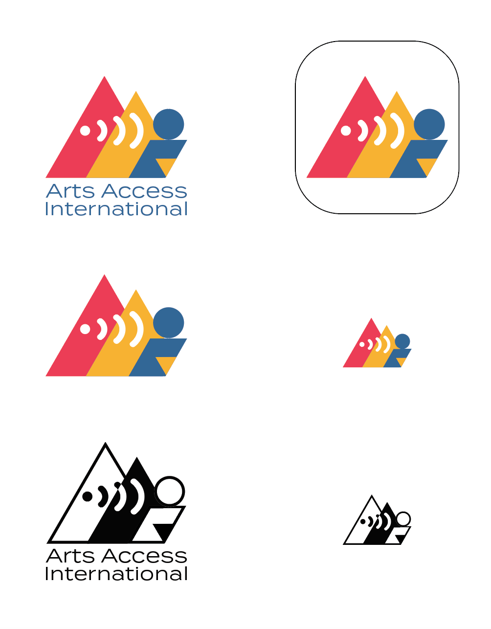 Arts Access International: I created a logo for a company that provides software for live narrative descriptions of live events for the visually impaired.