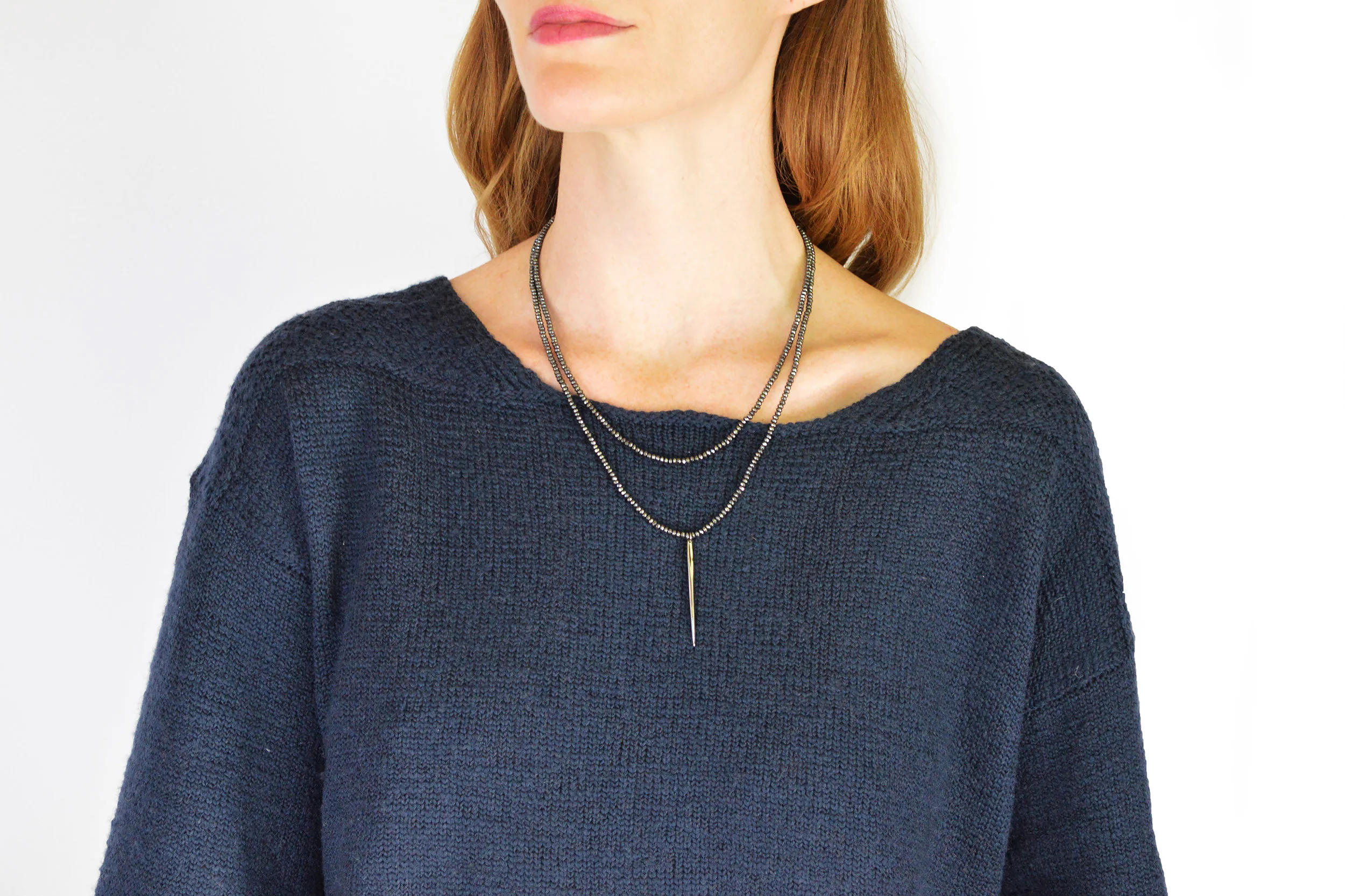 Long Spike Necklace in Gunmetal