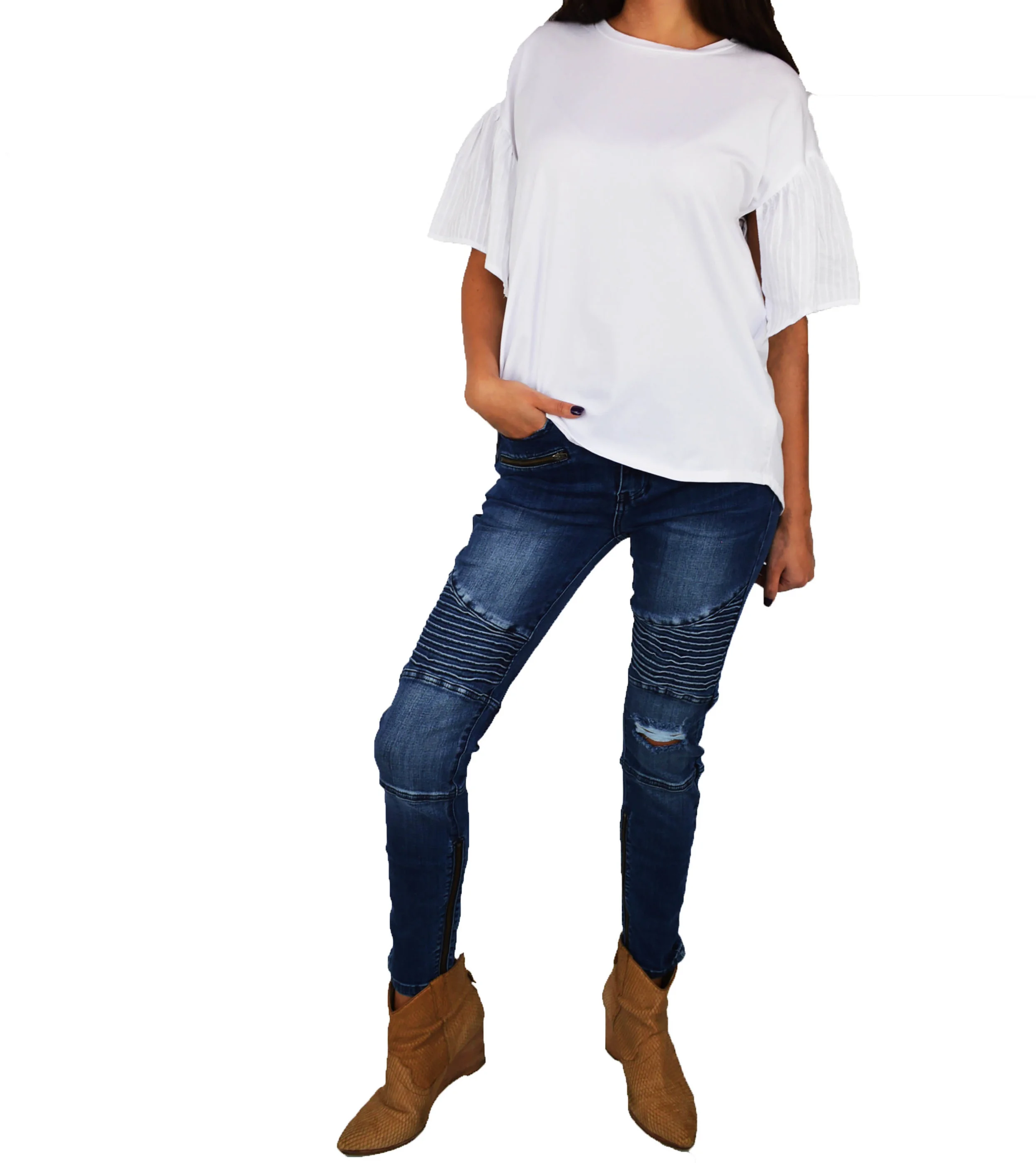 Flutter Sleeve Top - White